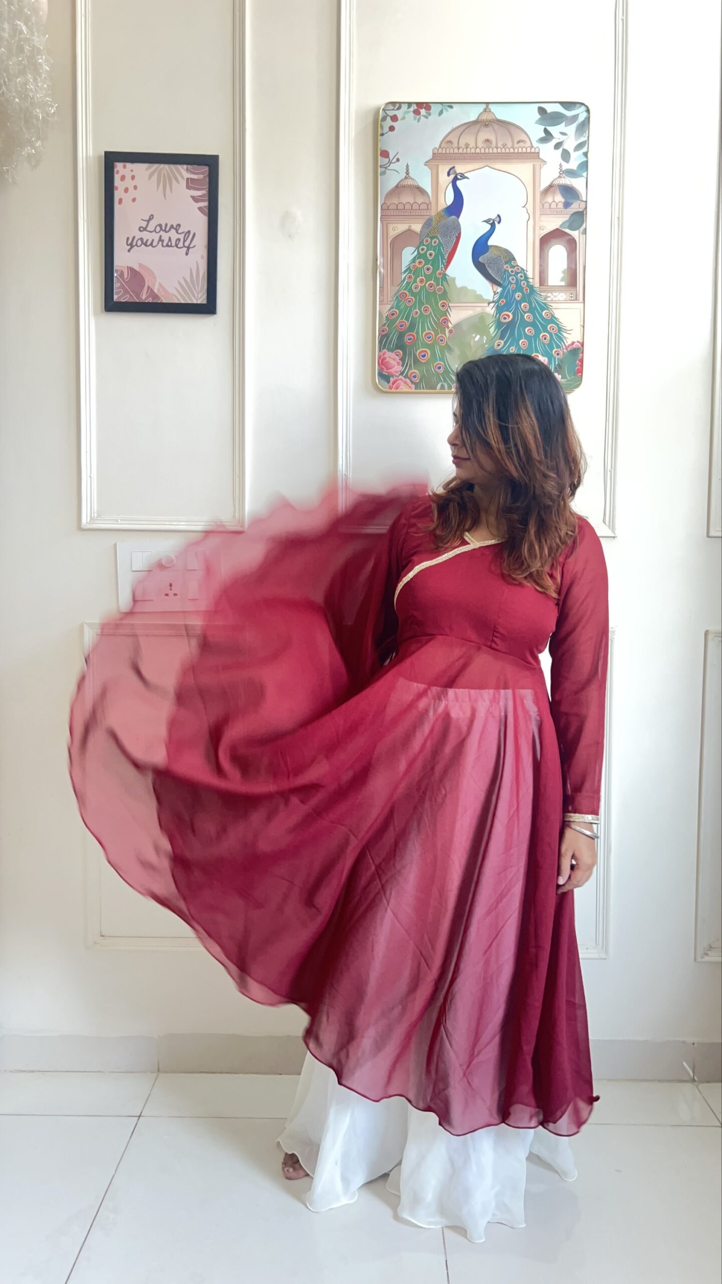 Full Circle Anarkali with Flared Palazzo - Image 9
