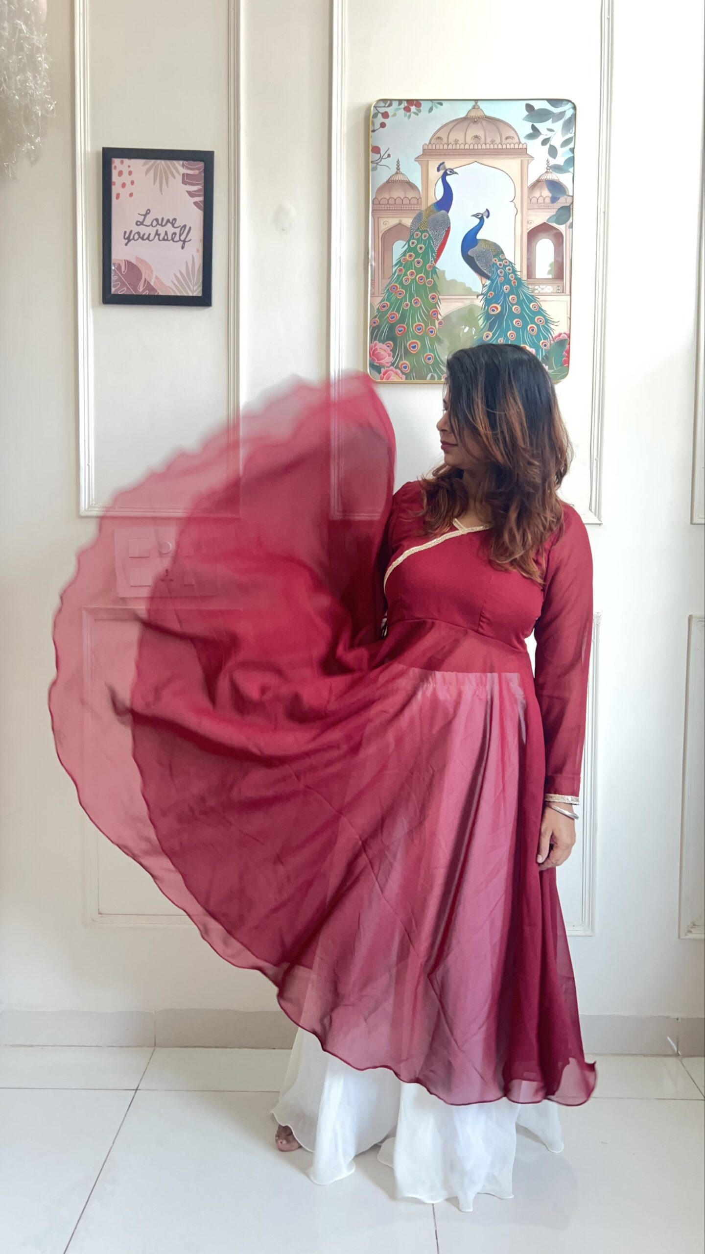 Full Circle Anarkali with Flared Palazzo - Image 4
