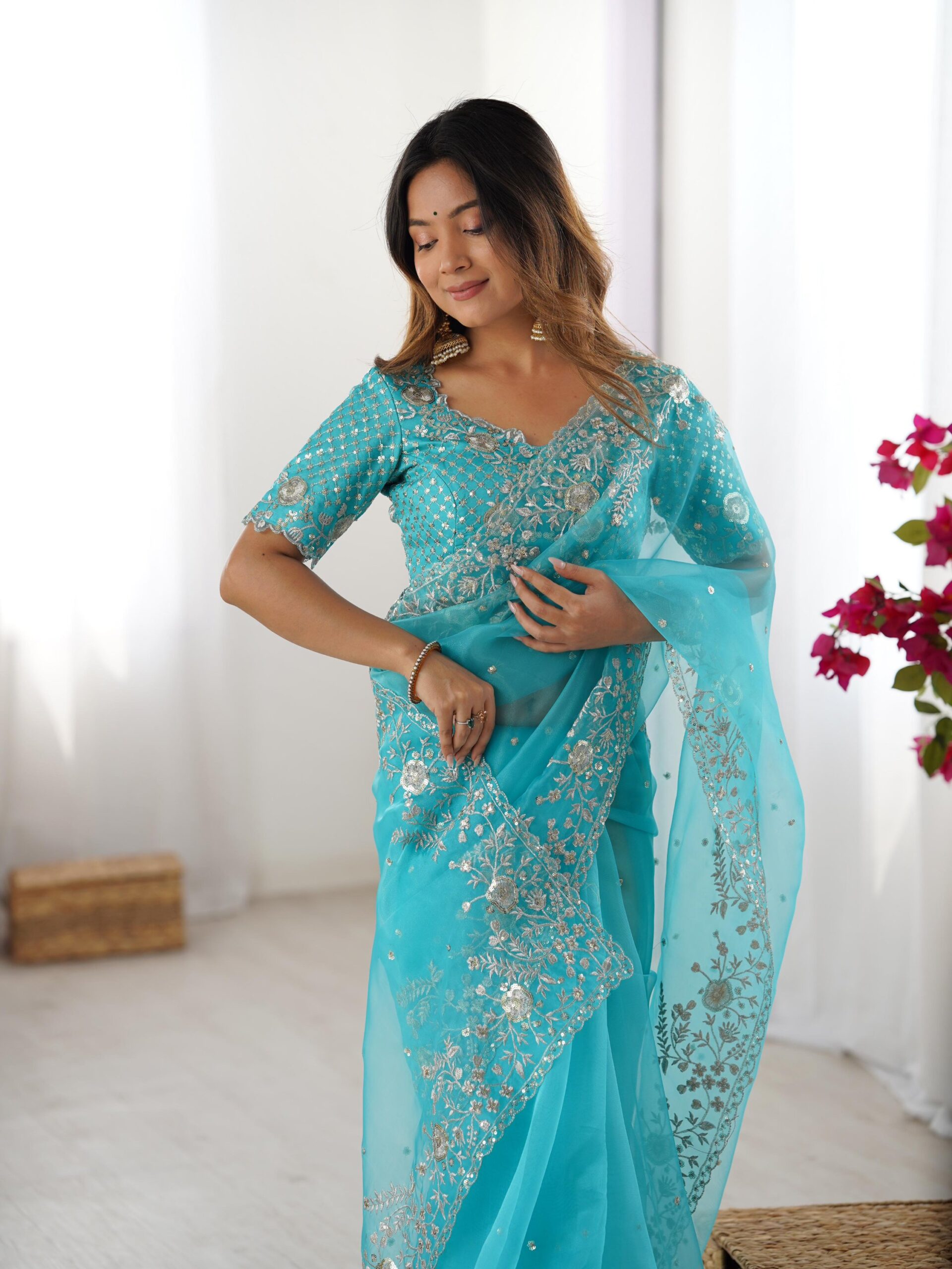 Embroidered Designer Saree - Image 16