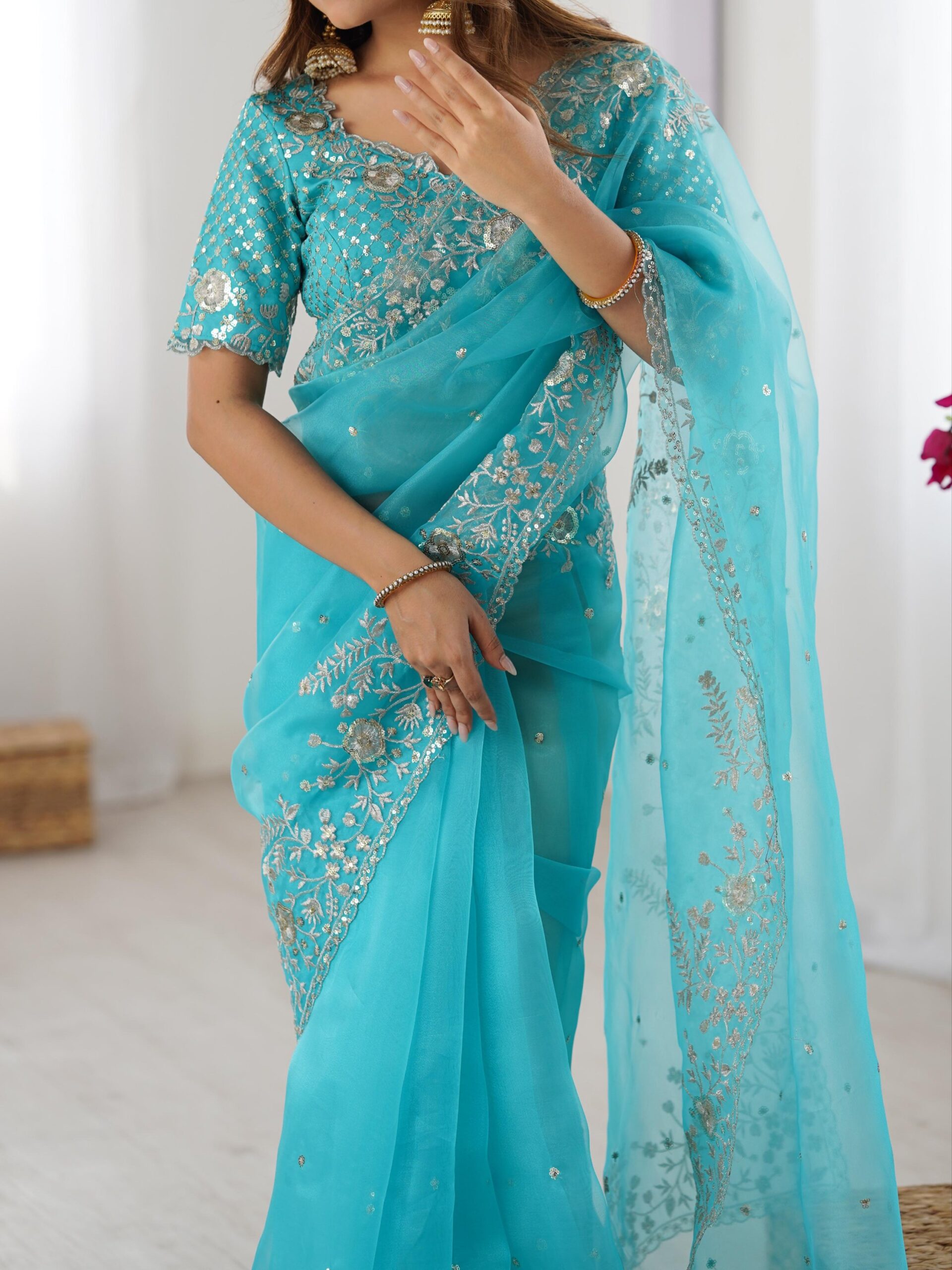 Embroidered Designer Saree - Image 18
