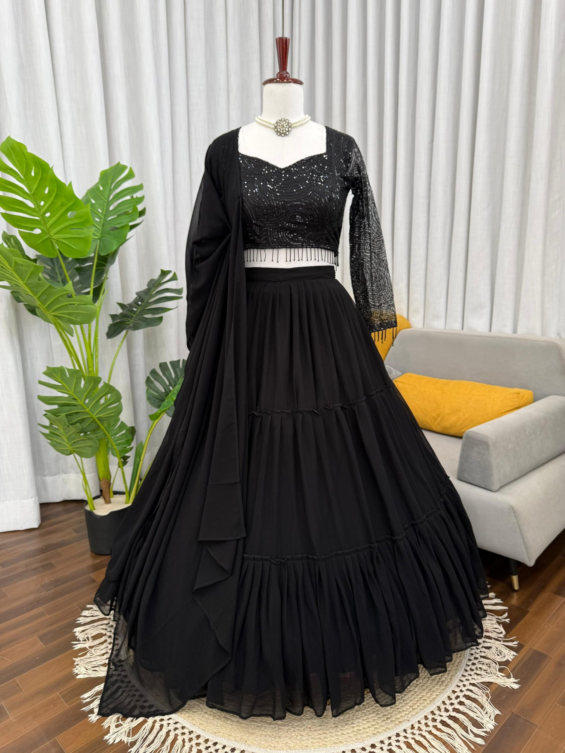 Cocktail Lehenga Set in Black - Image 2