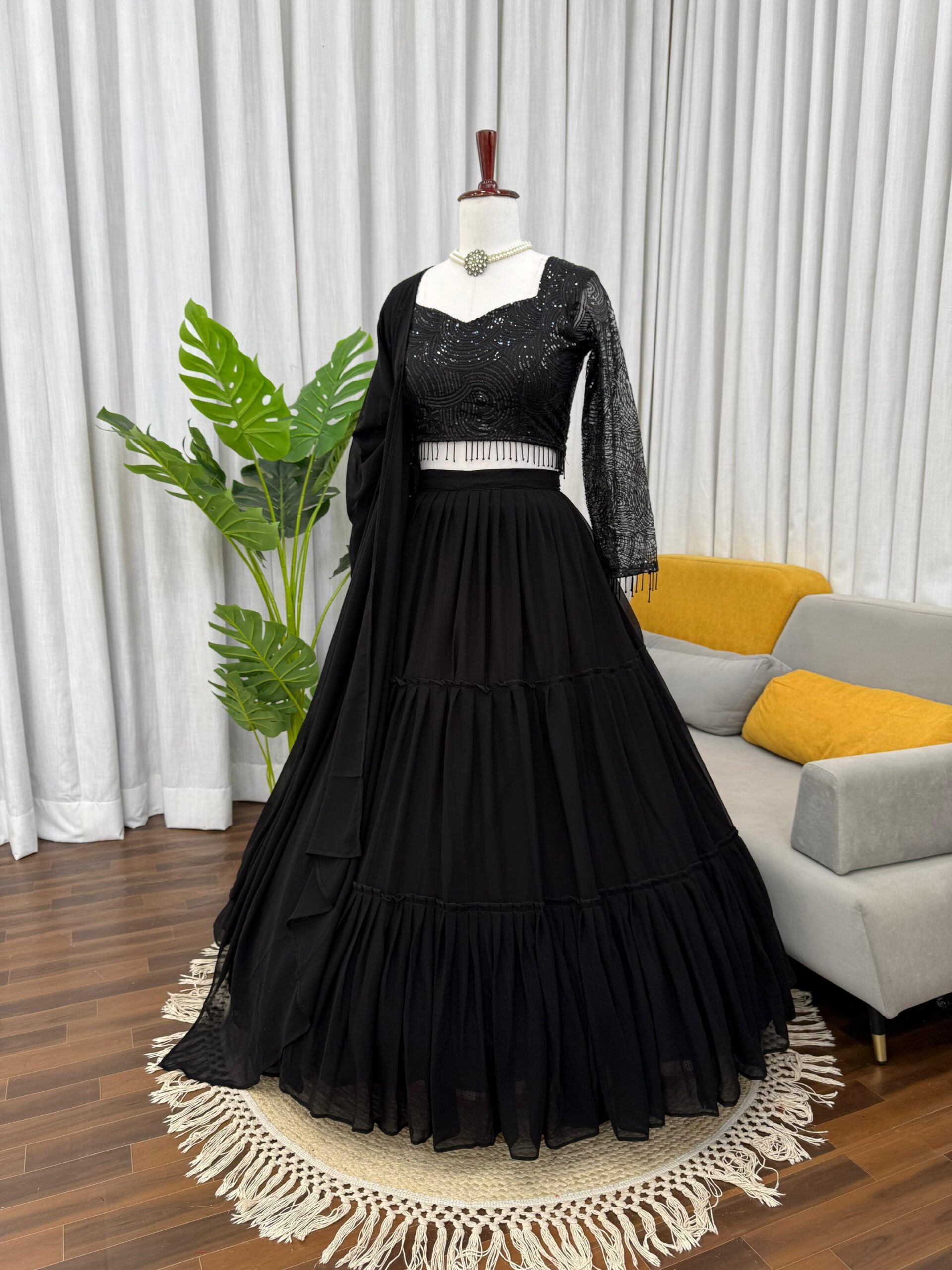 Cocktail Lehenga Set in Black