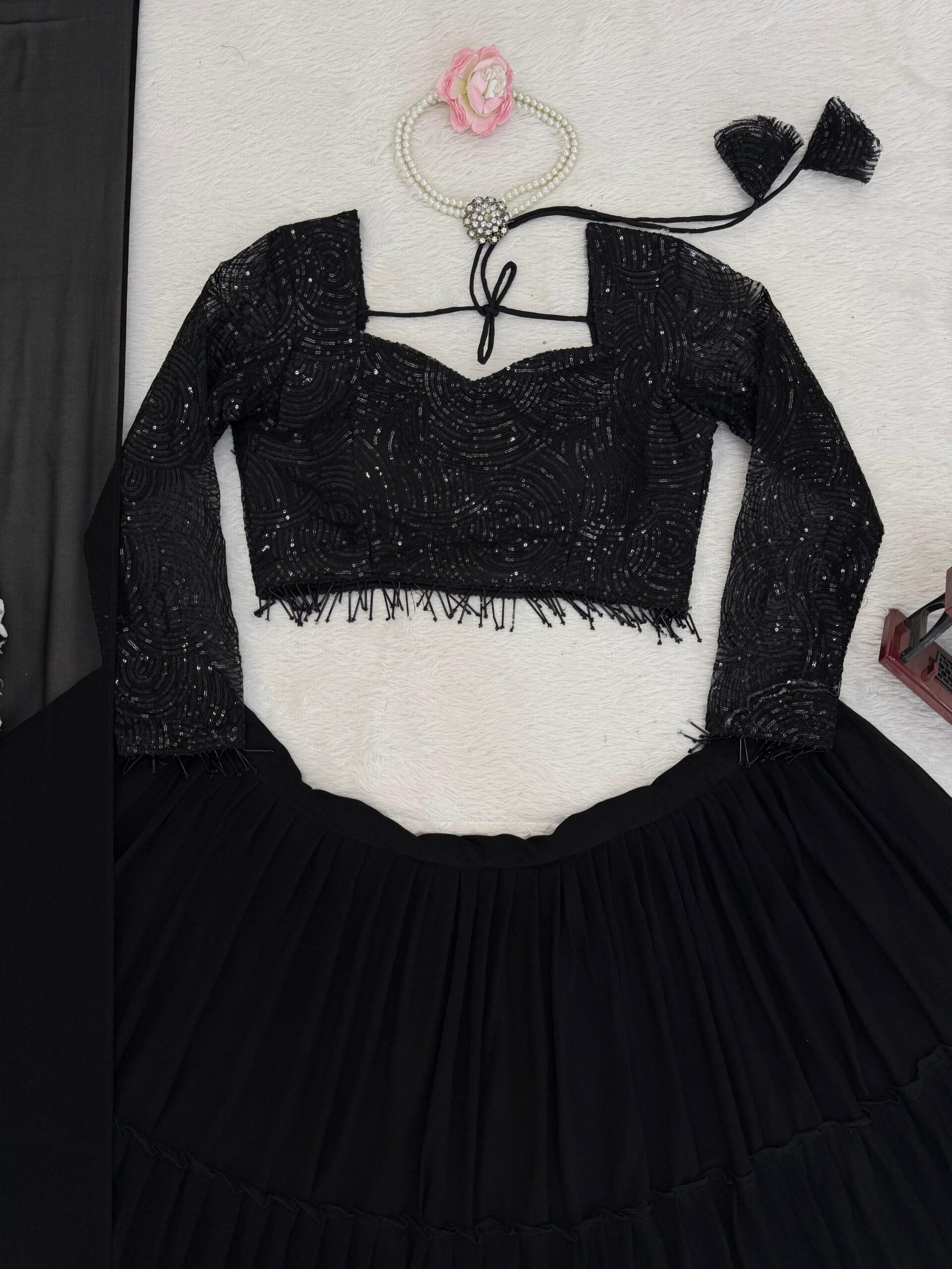 Cocktail Lehenga Set in Black - Image 7