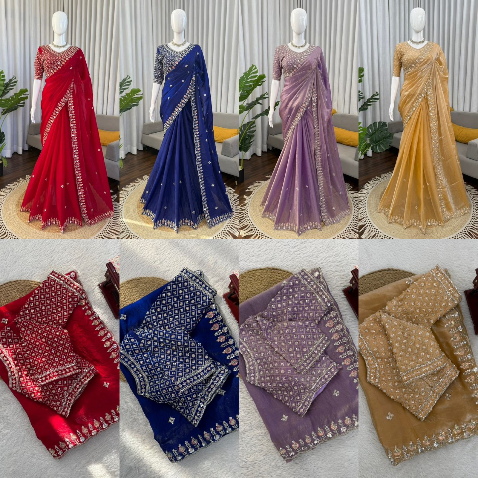 Sequins and Beads Work Saree