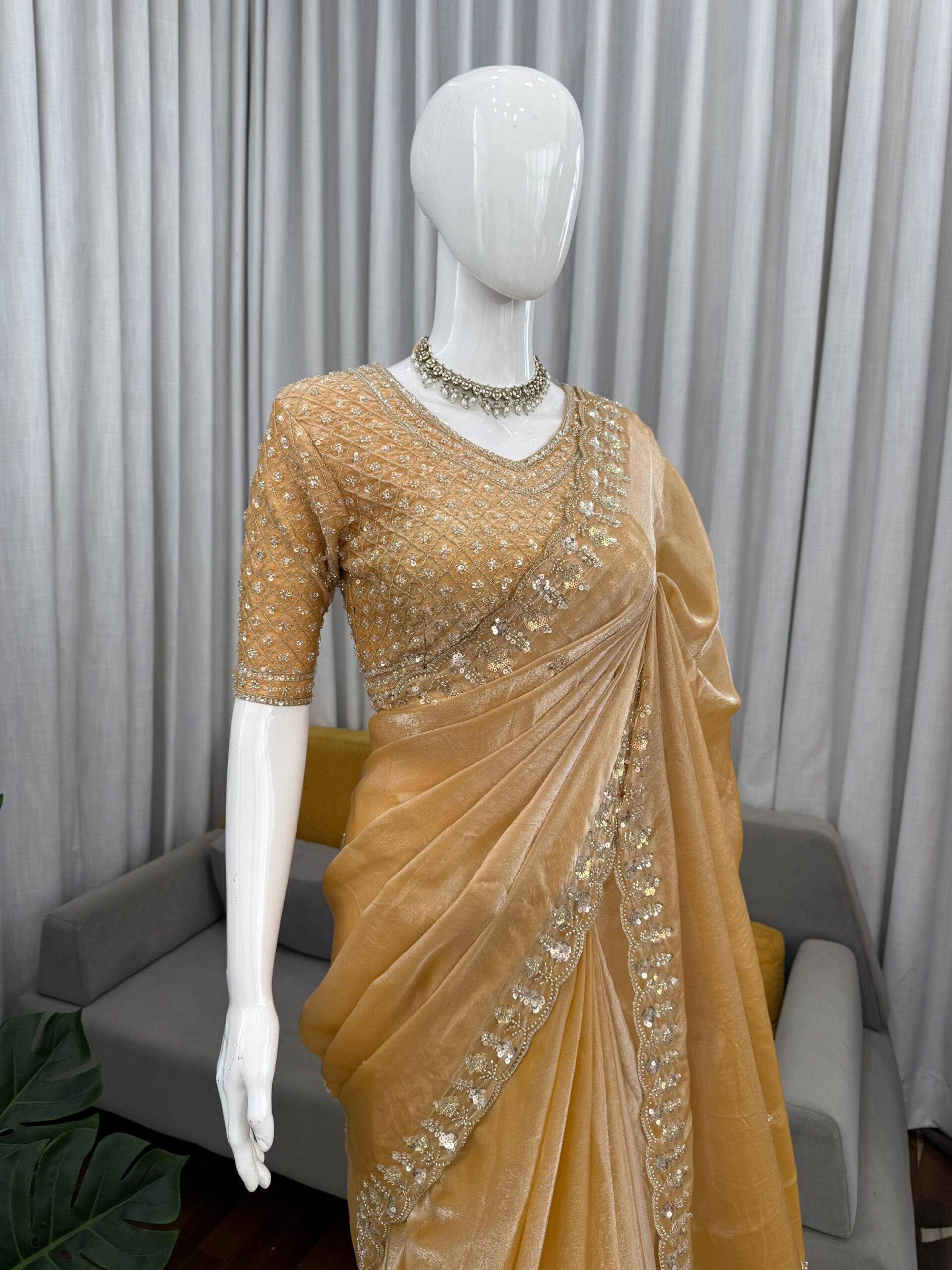 Sequins and Beads Work Saree - Image 38