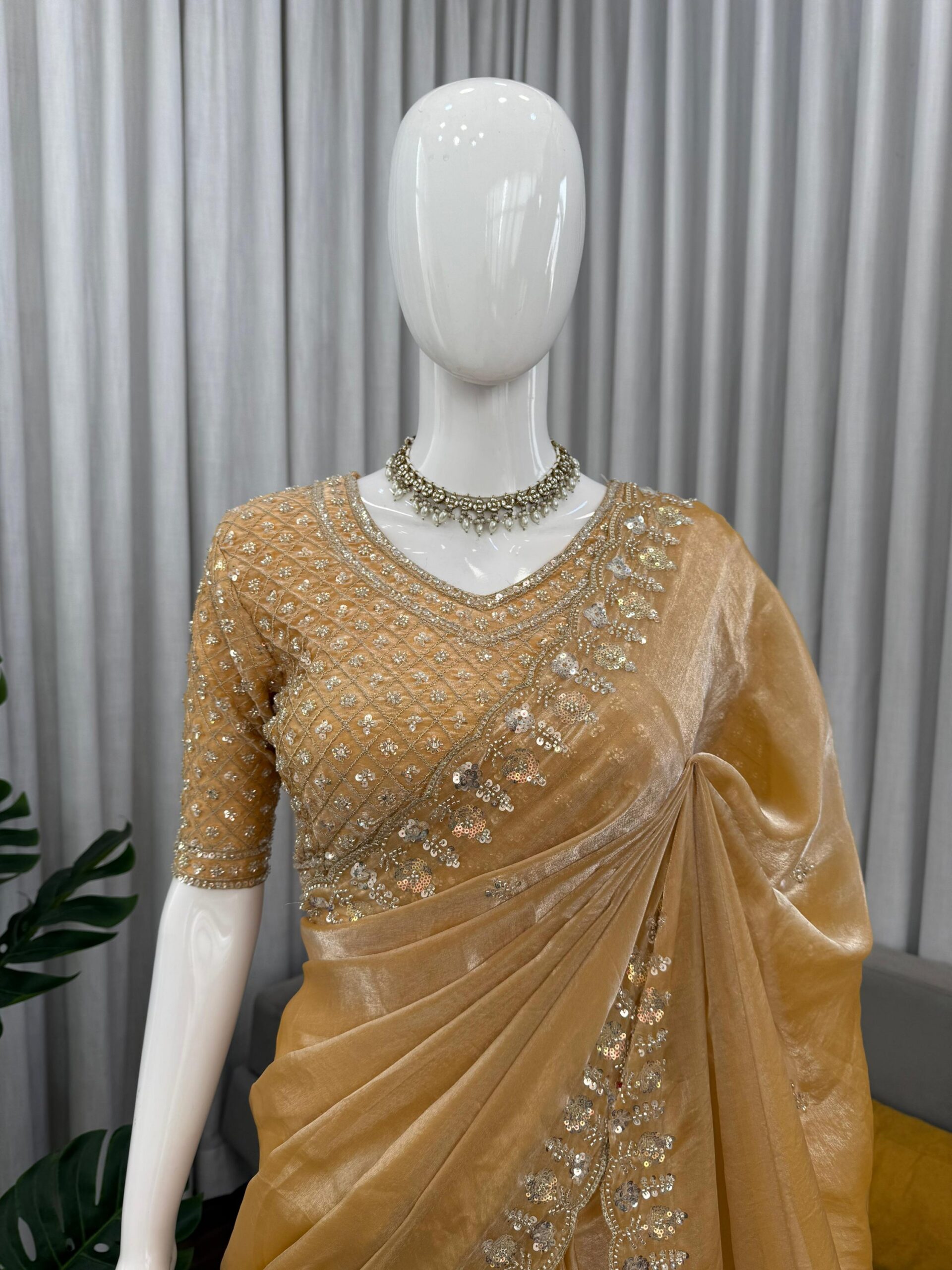 Sequins and Beads Work Saree - Image 37