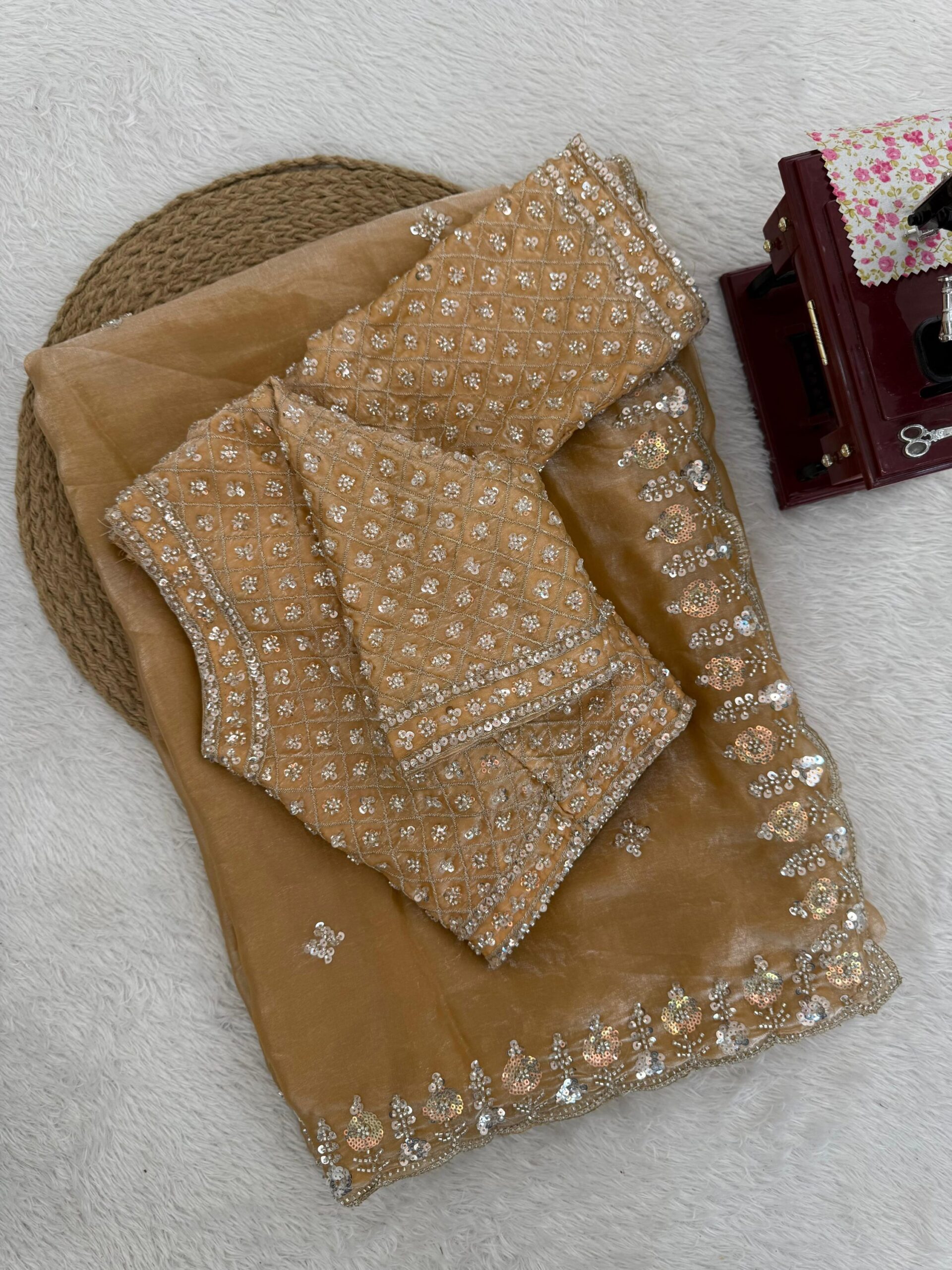 Sequins and Beads Work Saree - Image 42