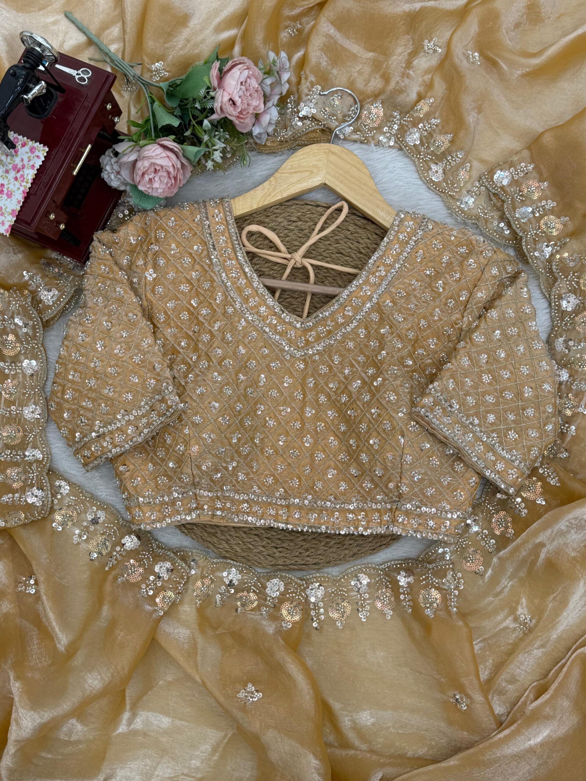 Sequins and Beads Work Saree - Image 43