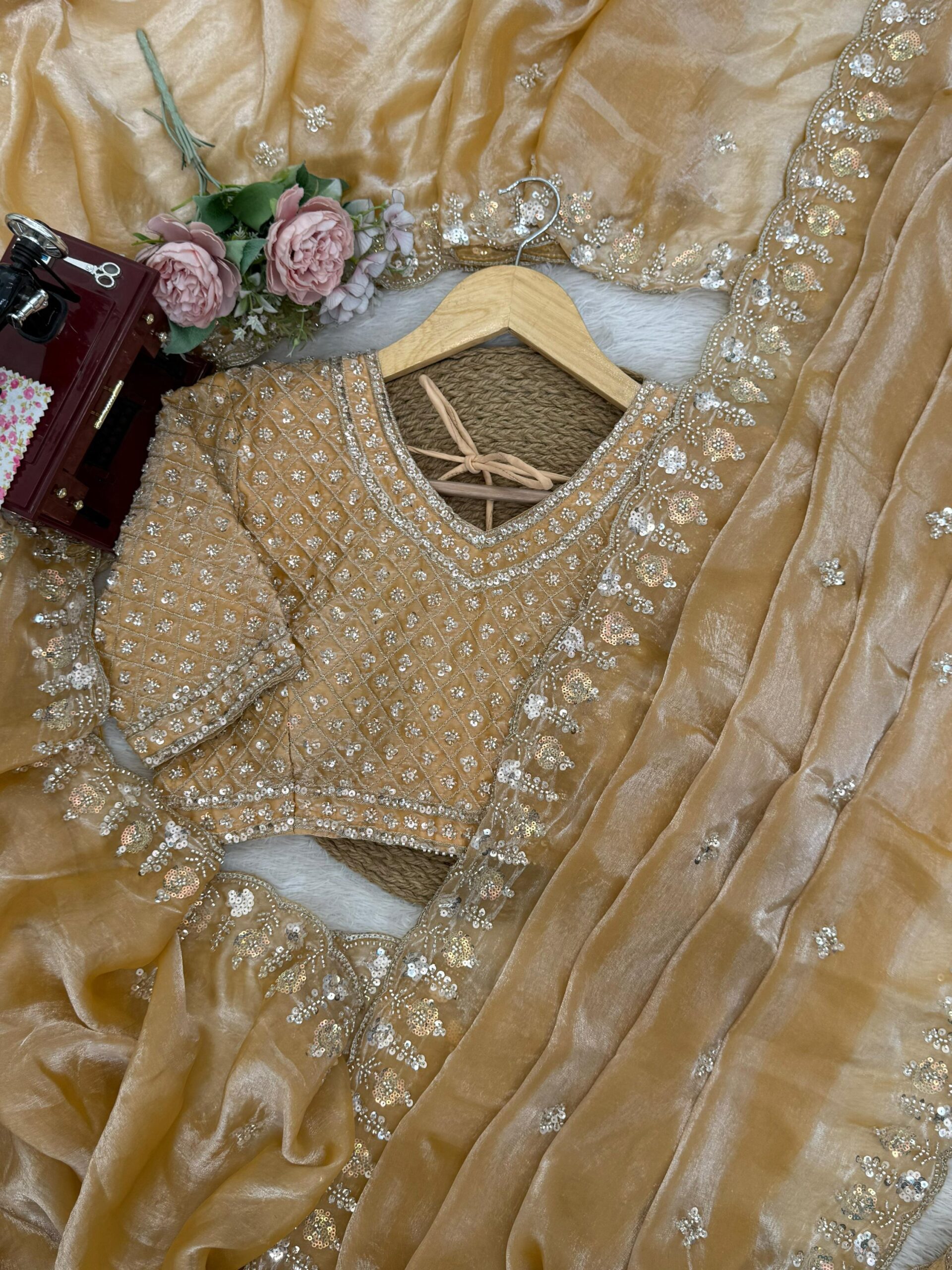 Sequins and Beads Work Saree - Image 40