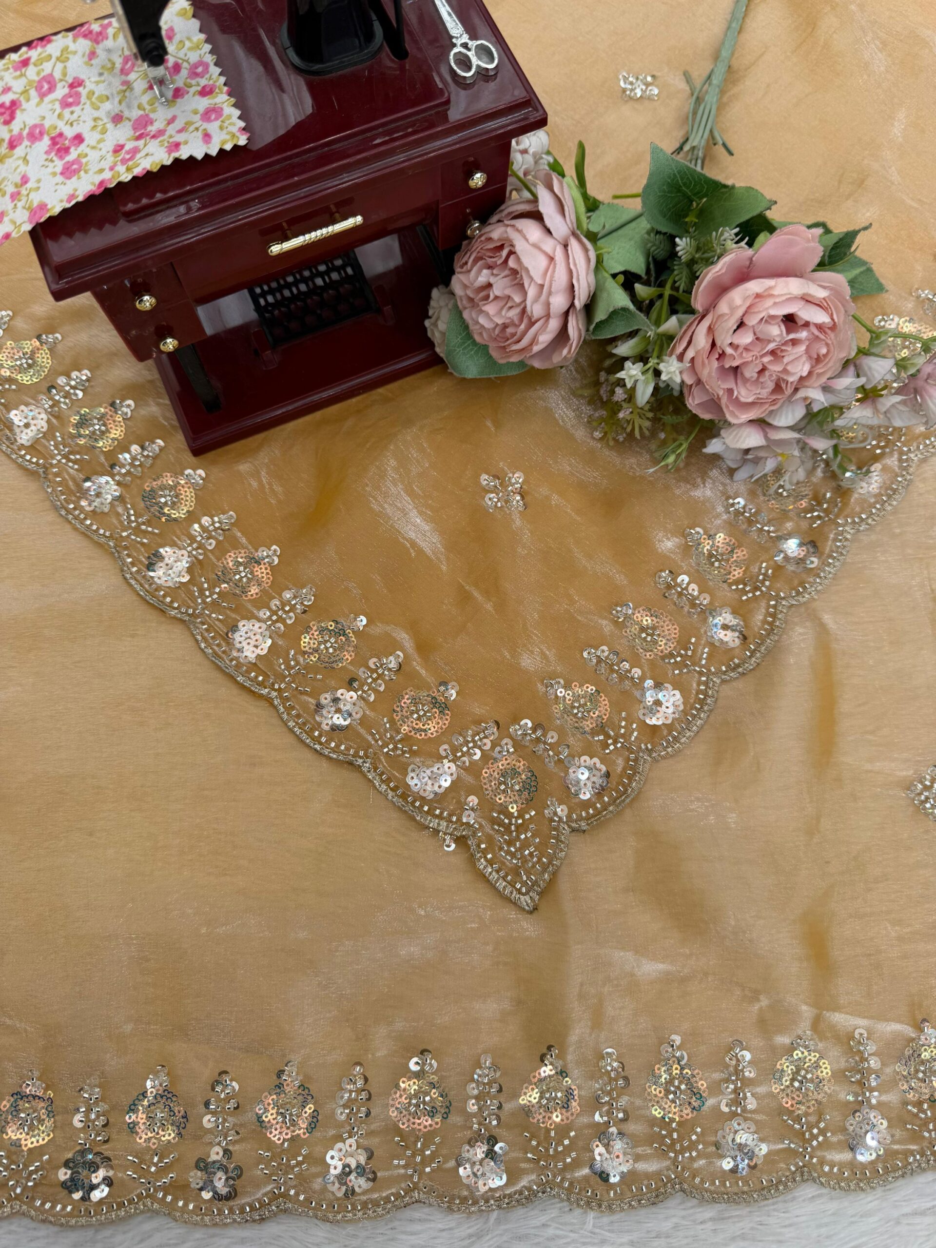 Sequins and Beads Work Saree - Image 41