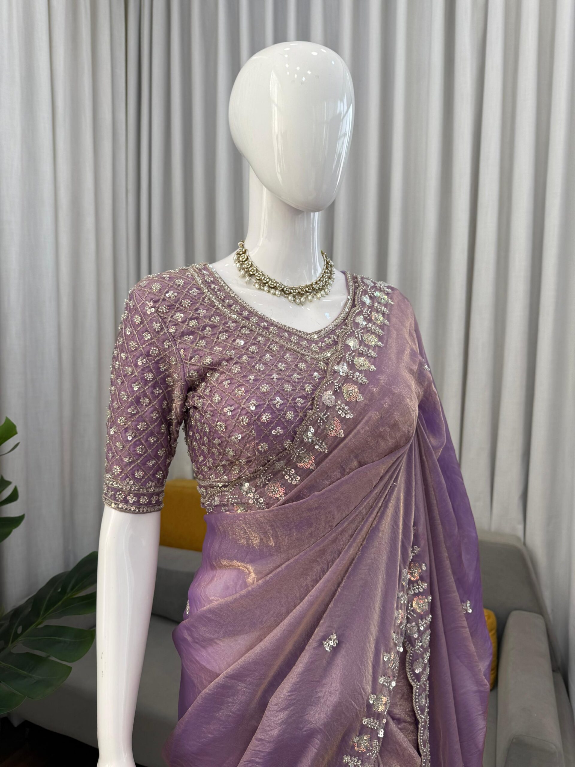 Sequins and Beads Work Saree - Image 27