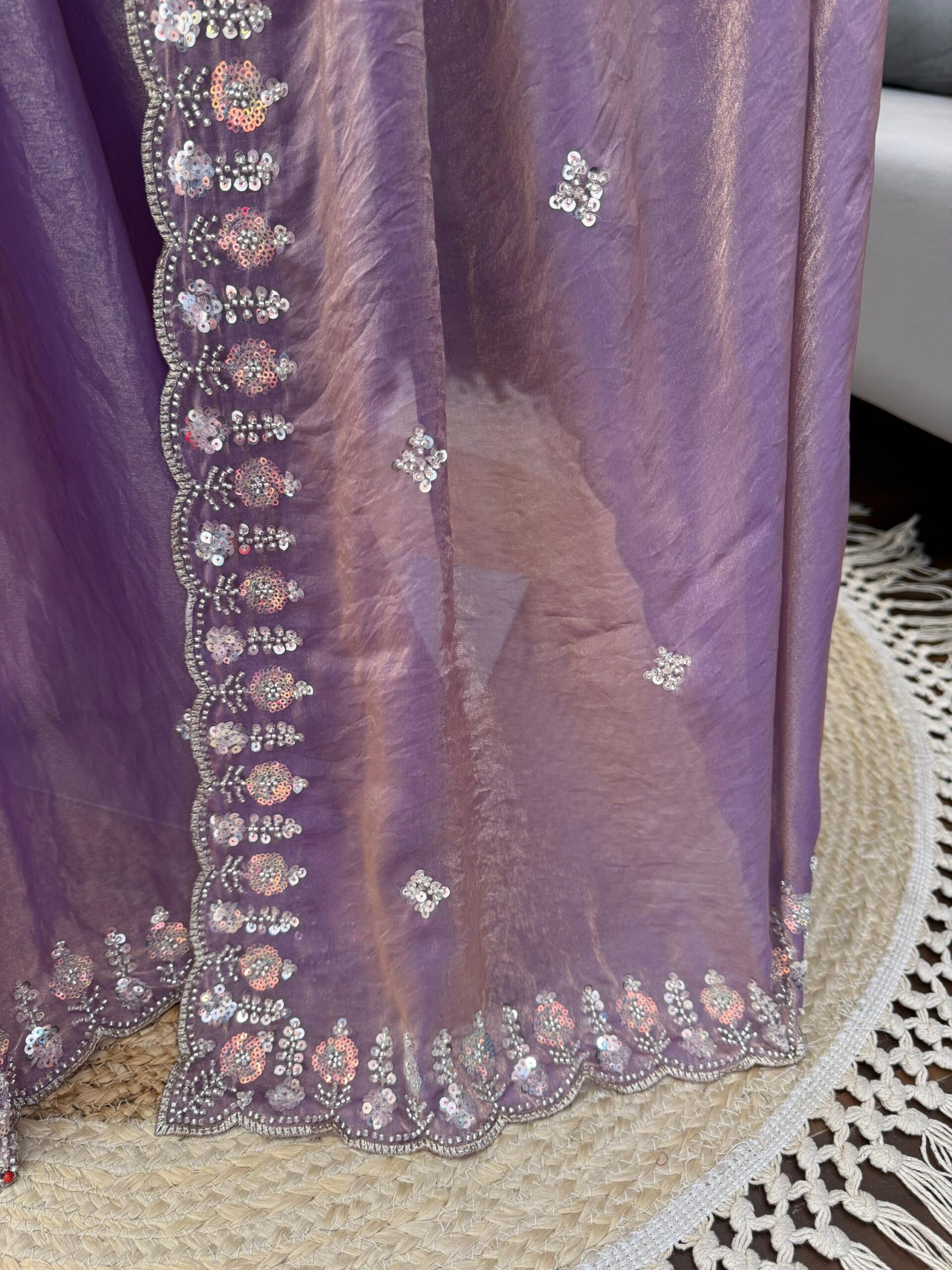 Sequins and Beads Work Saree - Image 30