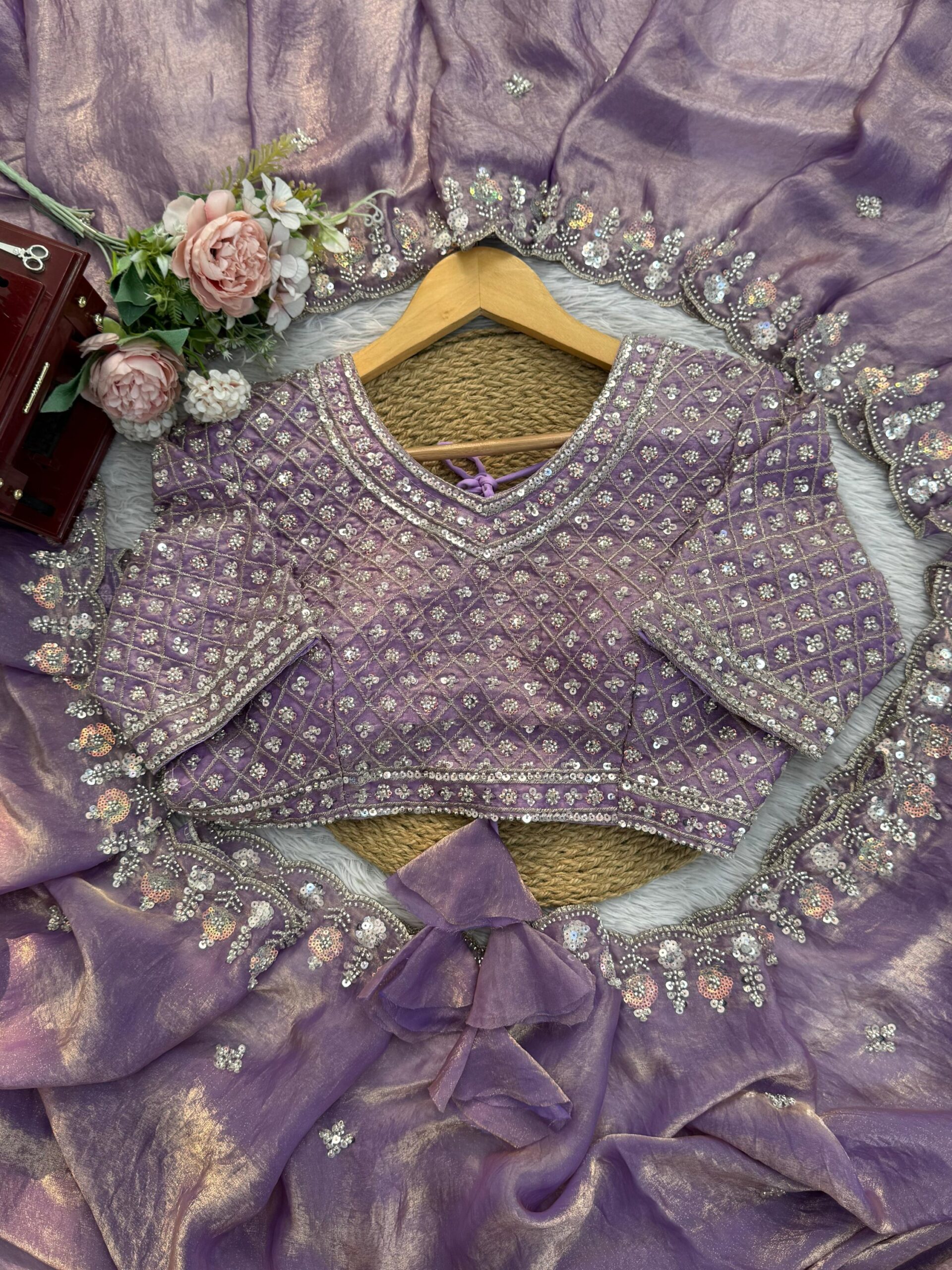 Sequins and Beads Work Saree - Image 29