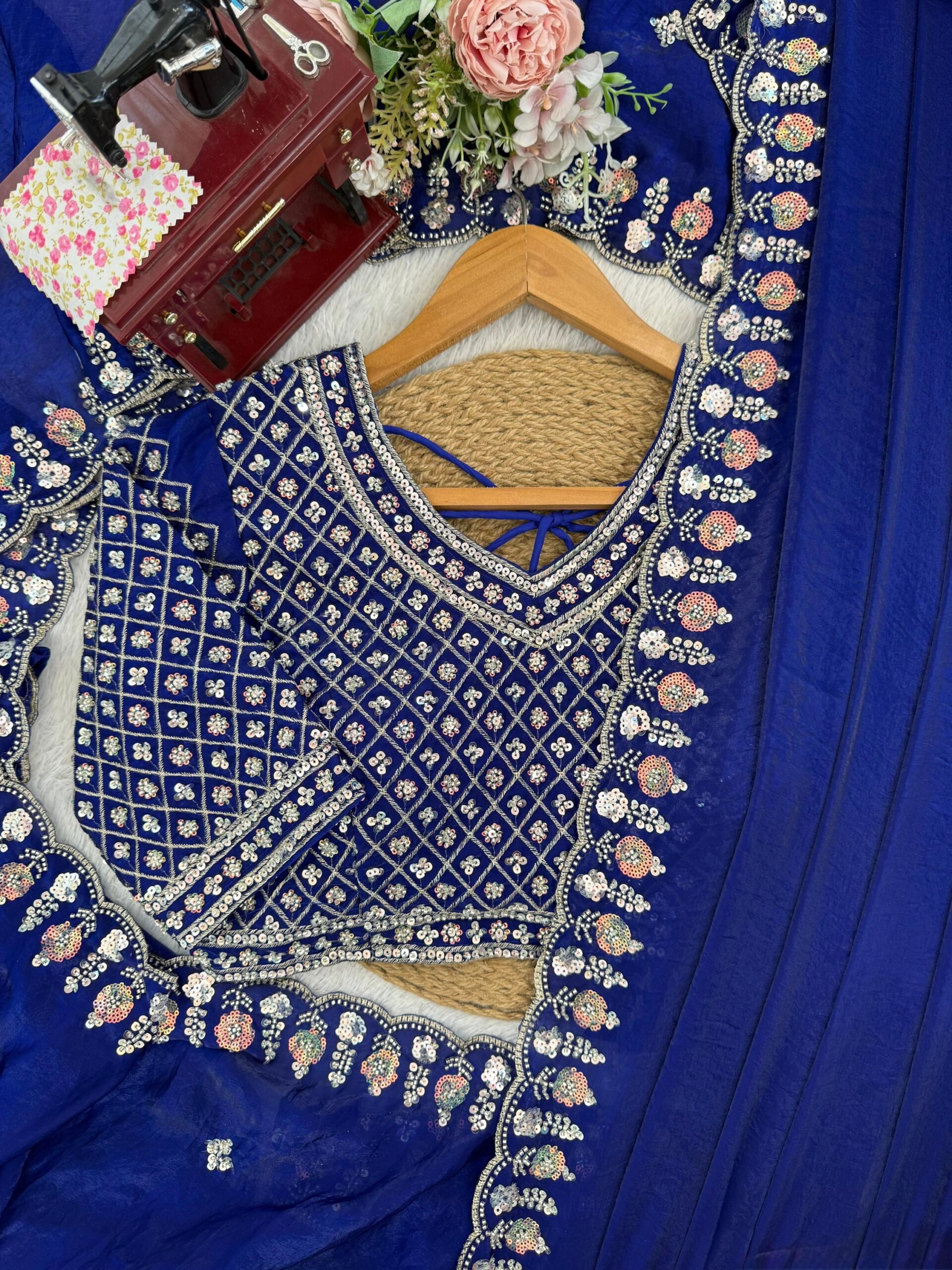 Sequins and Beads Work Saree - Image 22