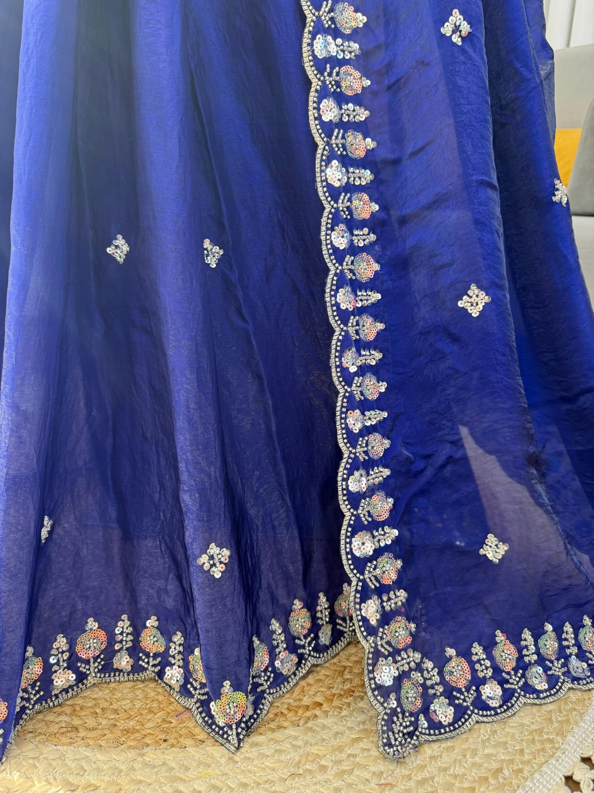 Sequins and Beads Work Saree - Image 18