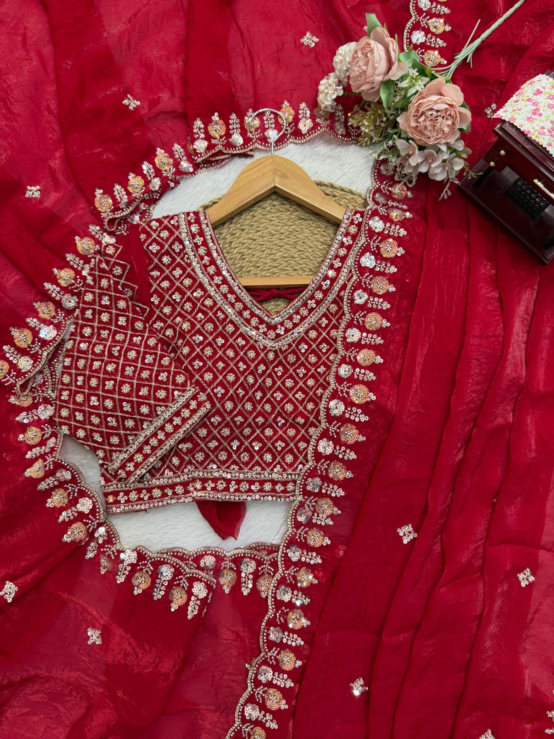 Sequins and Beads Work Saree - Image 6