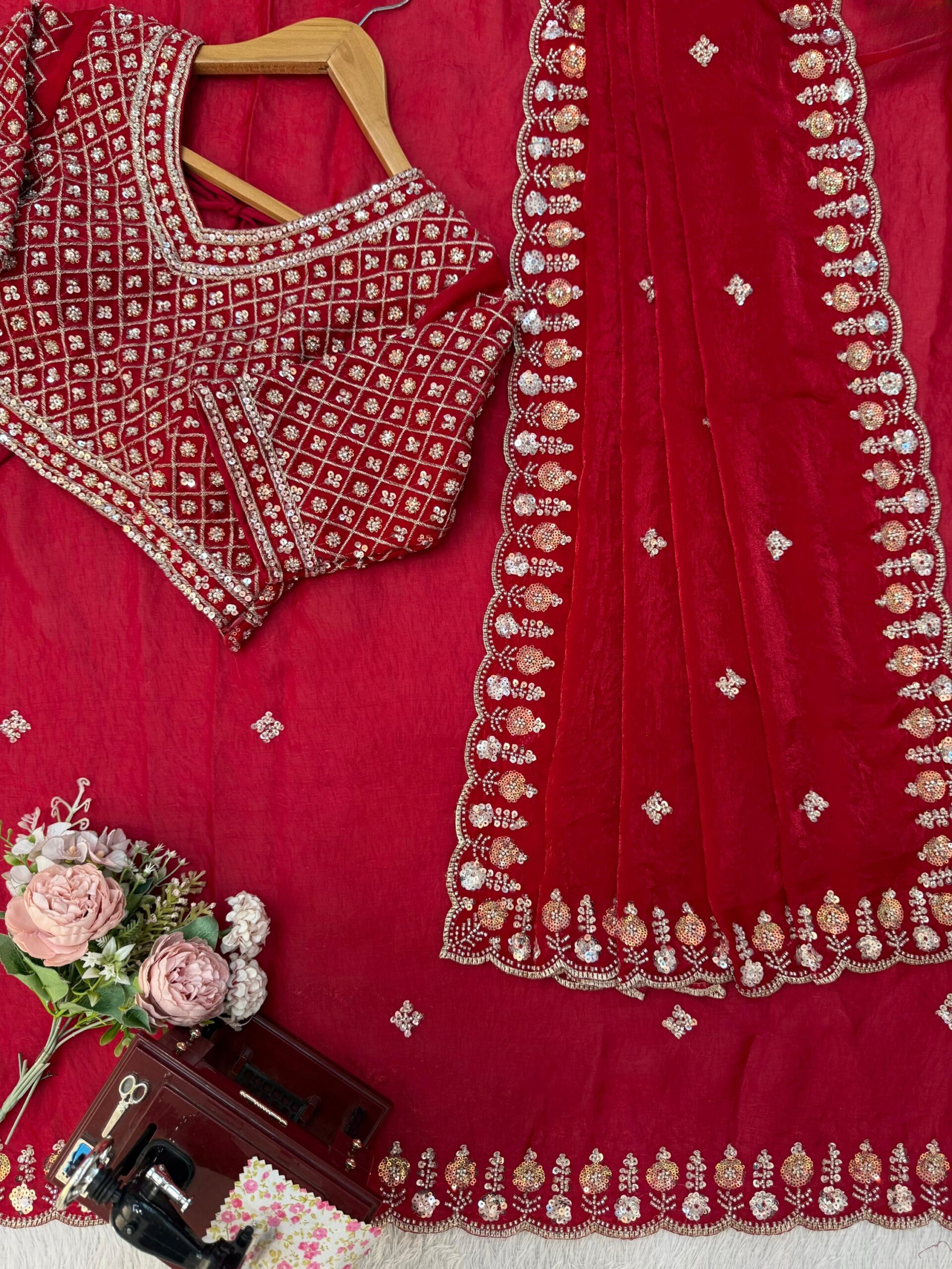 Sequins and Beads Work Saree - Image 8