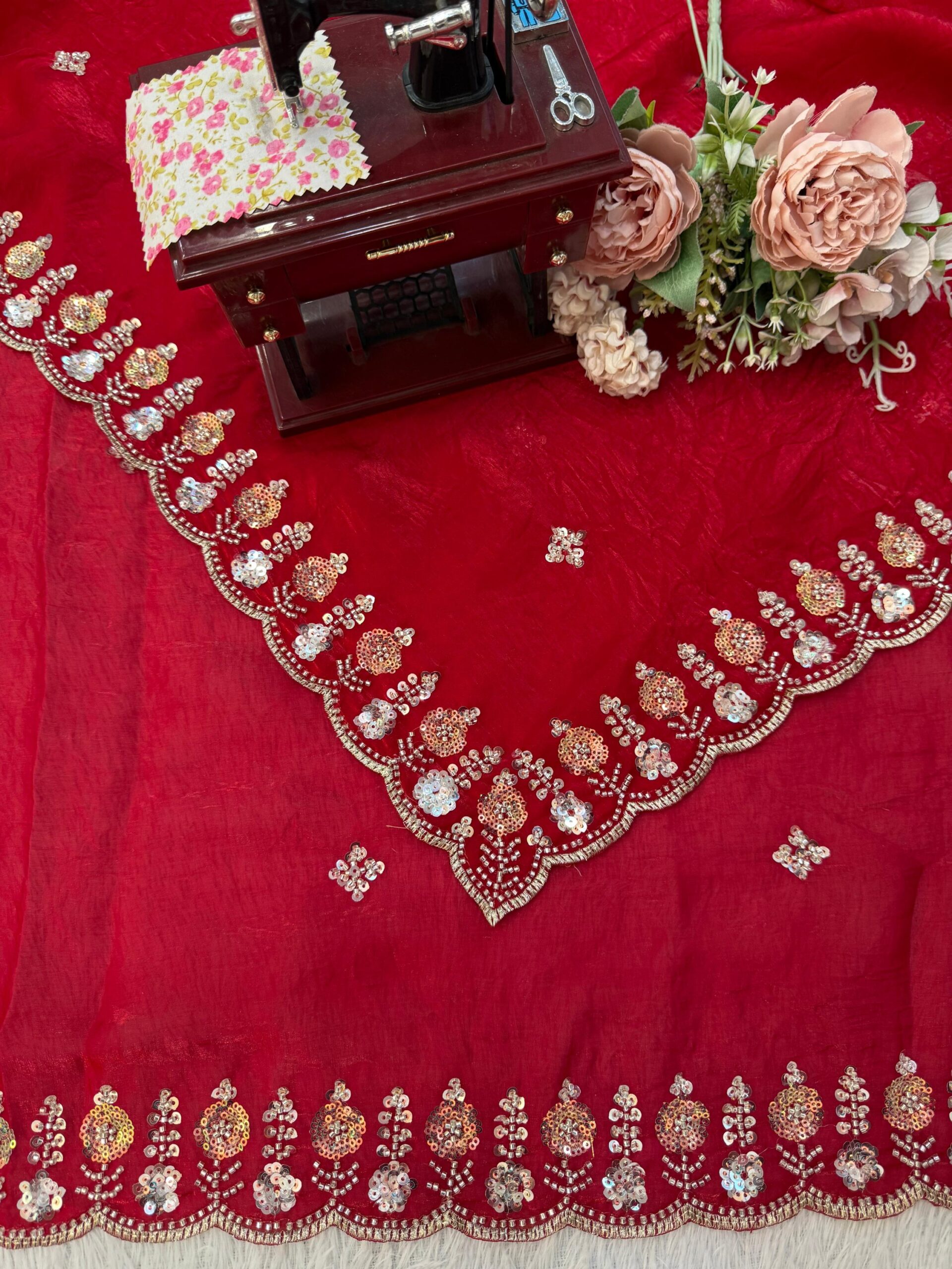 Sequins and Beads Work Saree - Image 7