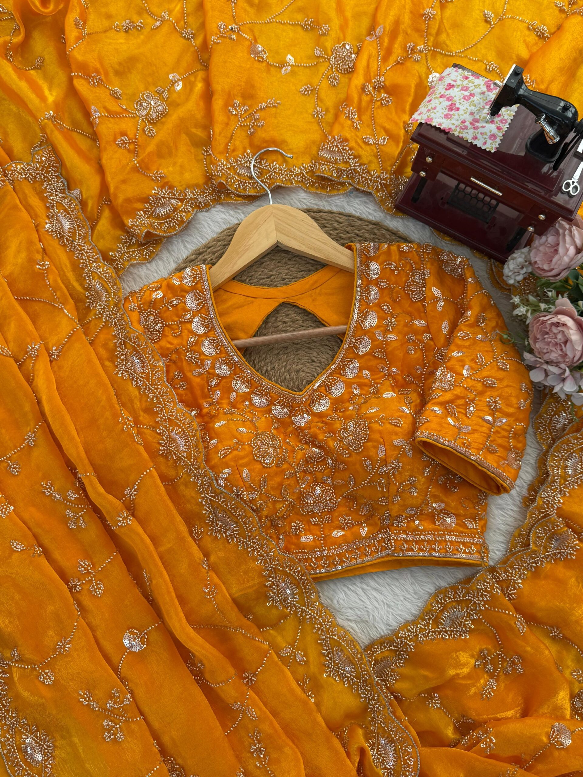 Beads Work Designer Saree
