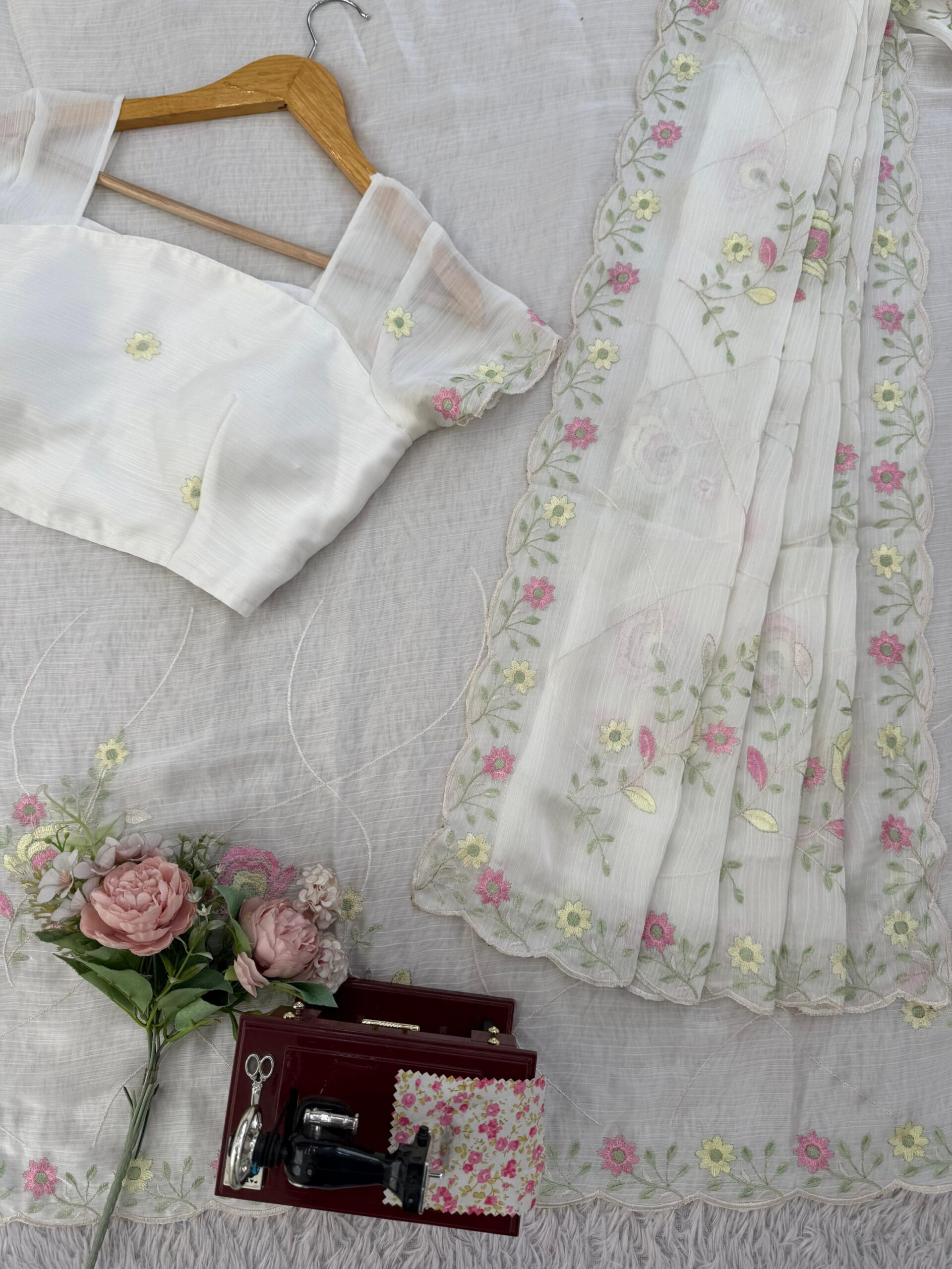 Designer Floral Embroidered Saree - Image 8