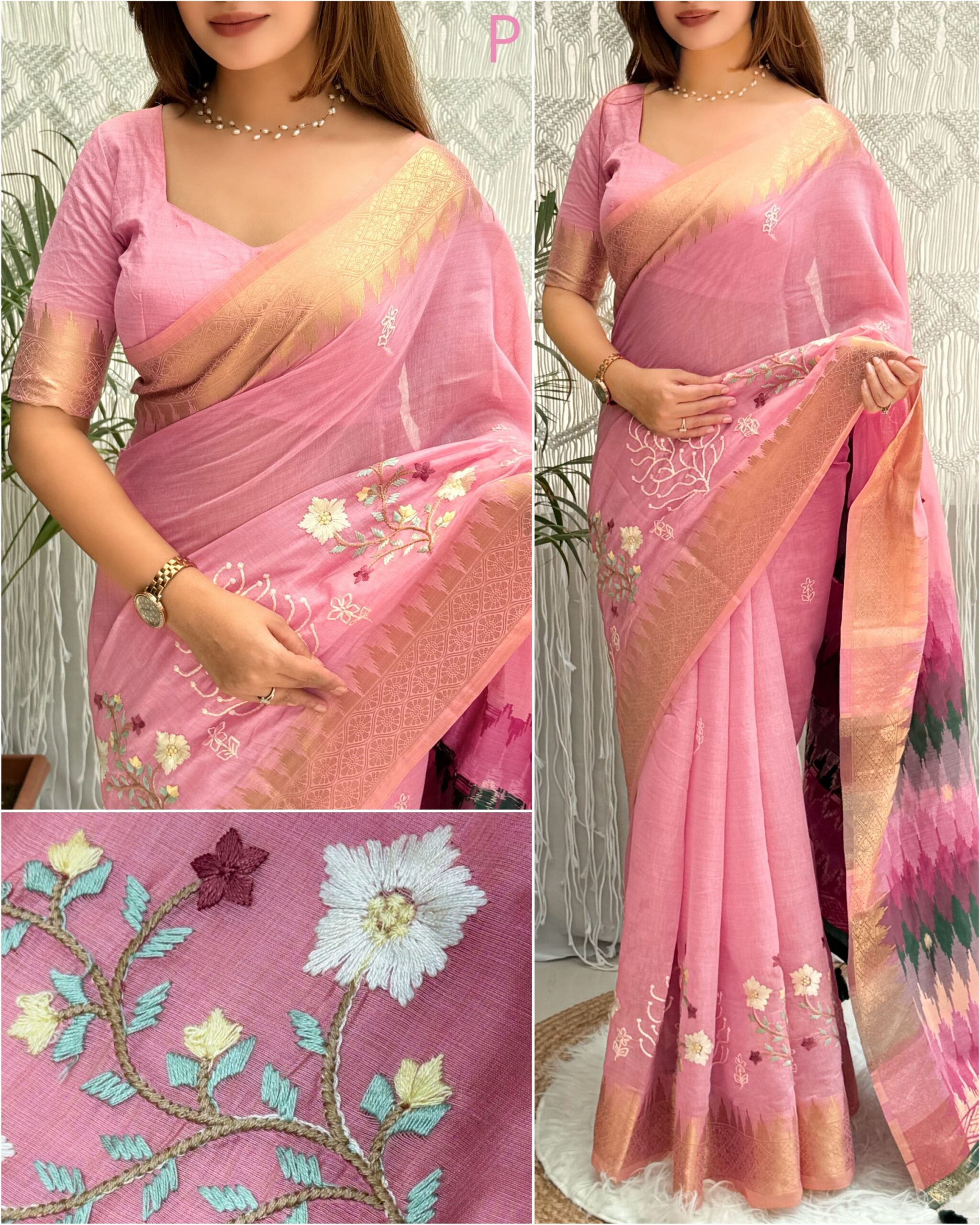 Floral Embroidered Saree - Image 11