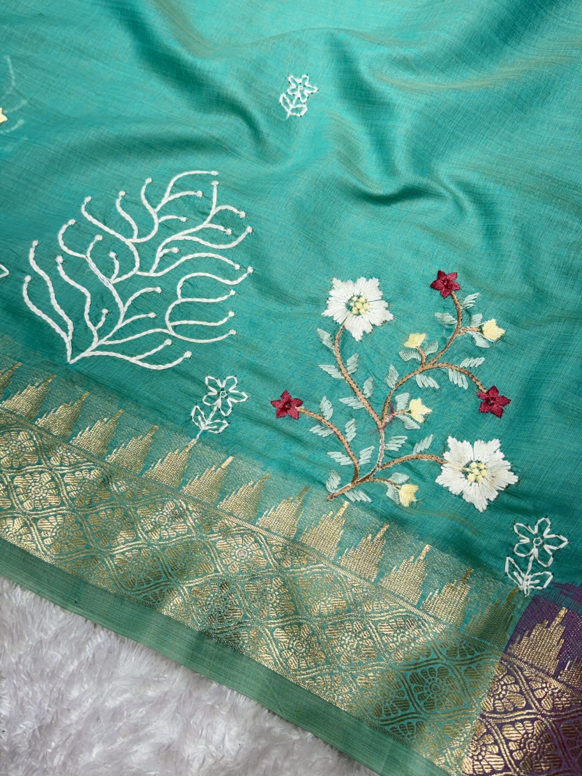Floral Embroidered Saree - Image 9