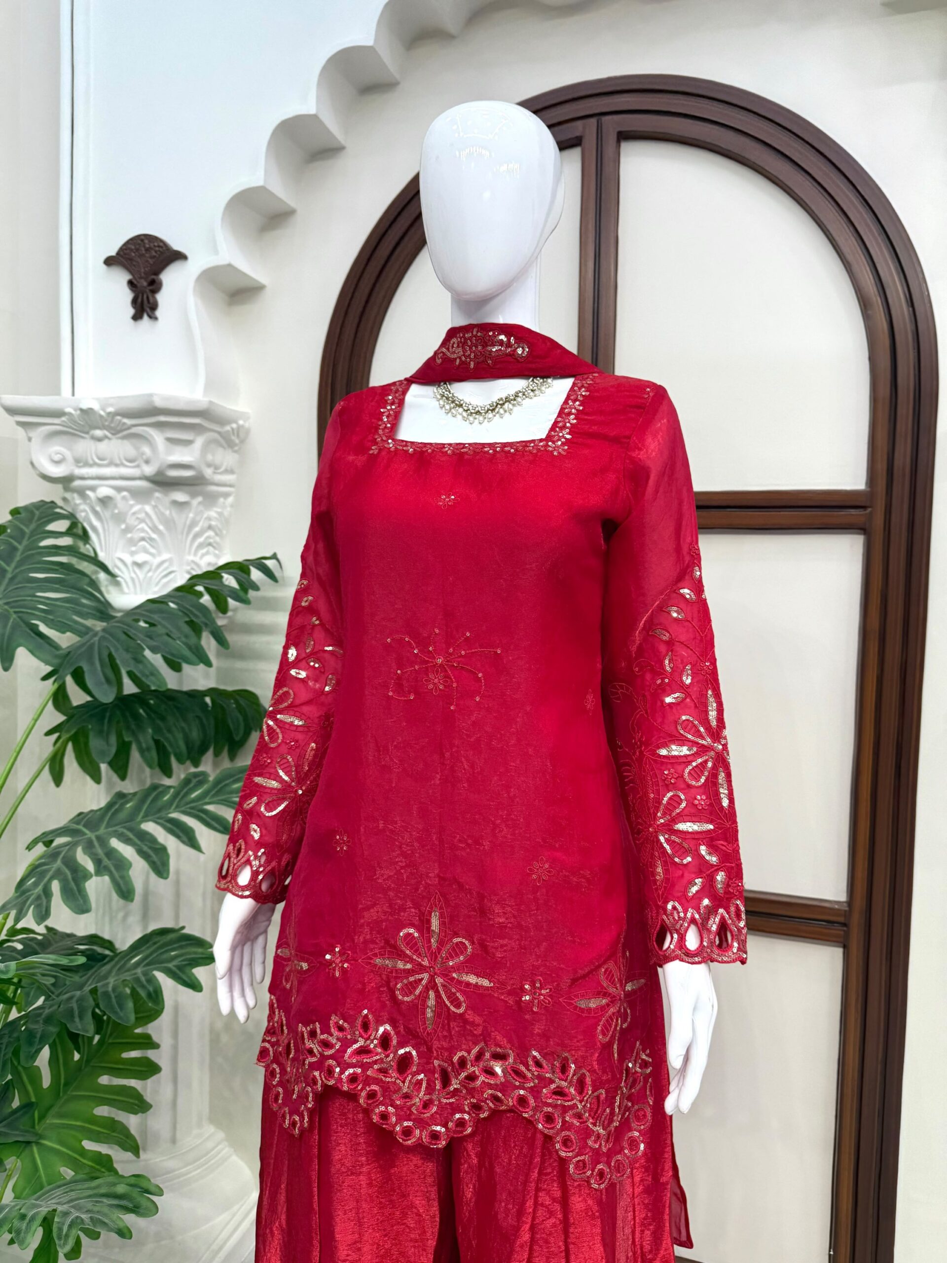 Sequins Work Cutwork Kurta Set