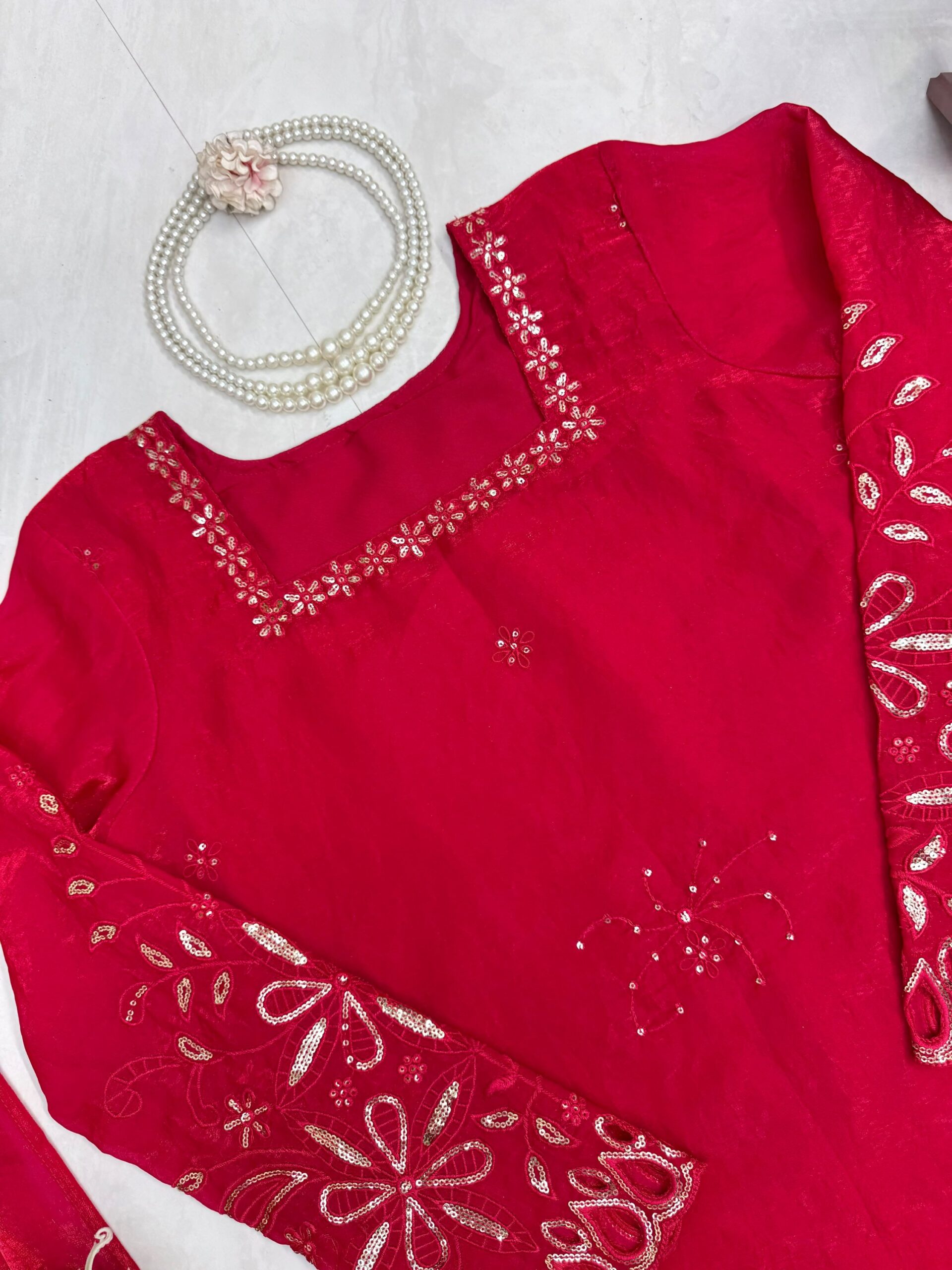 Sequins Work Cutwork Kurta Set - Image 10