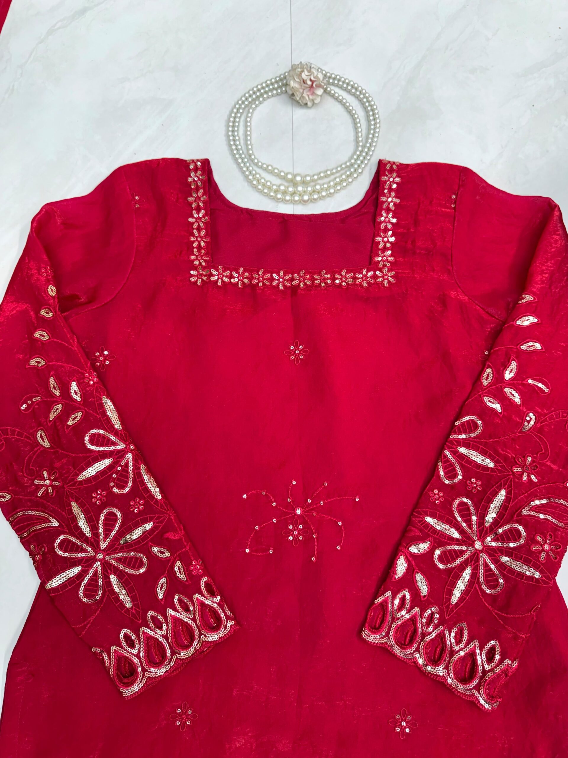 Sequins Work Cutwork Kurta Set - Image 7