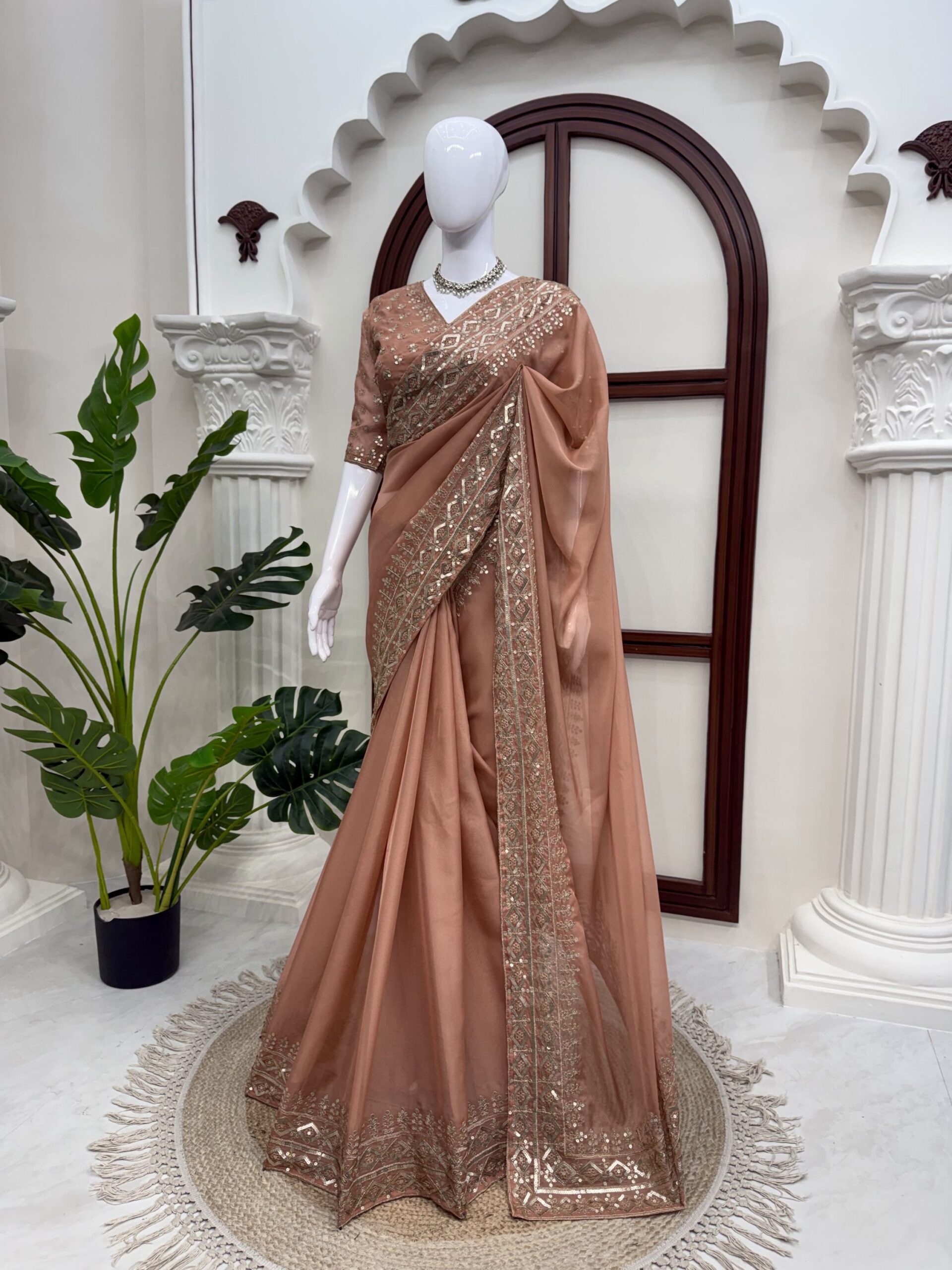 Elegance Redefined - Sequins Work Saree - Image 2