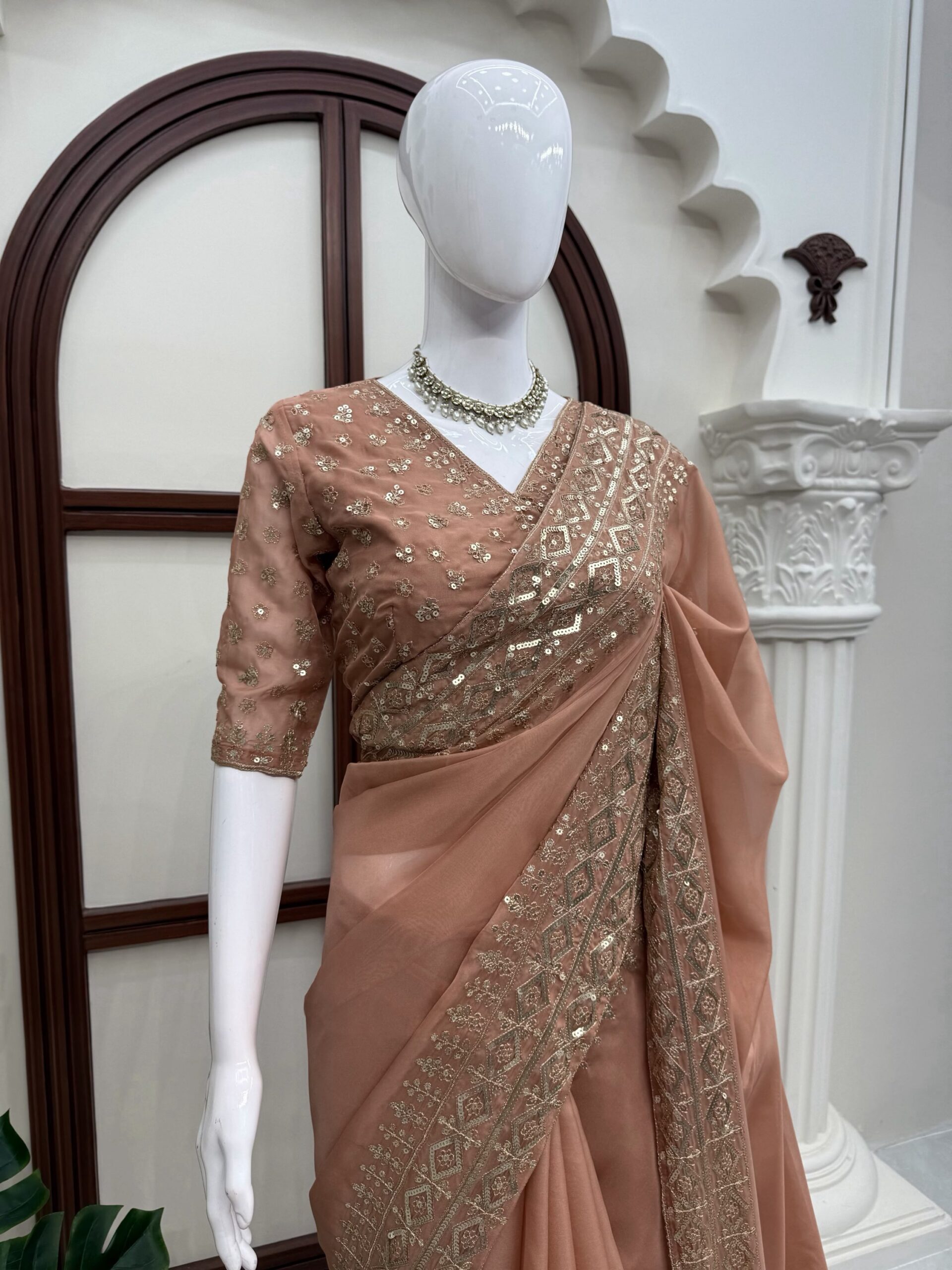 Elegance Redefined - Sequins Work Saree - Image 4