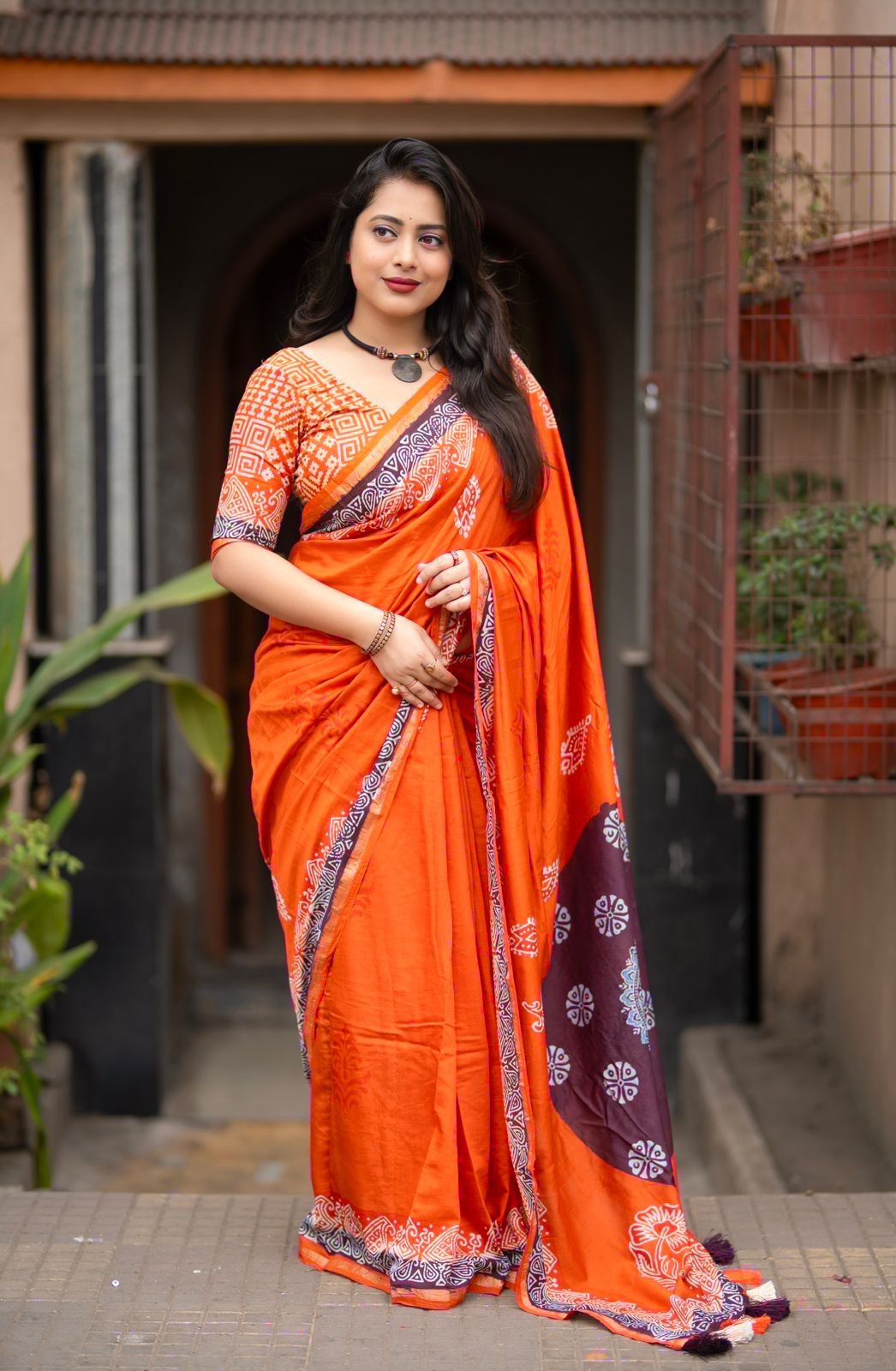 Ajrakh Chanderi Saree (2colors)