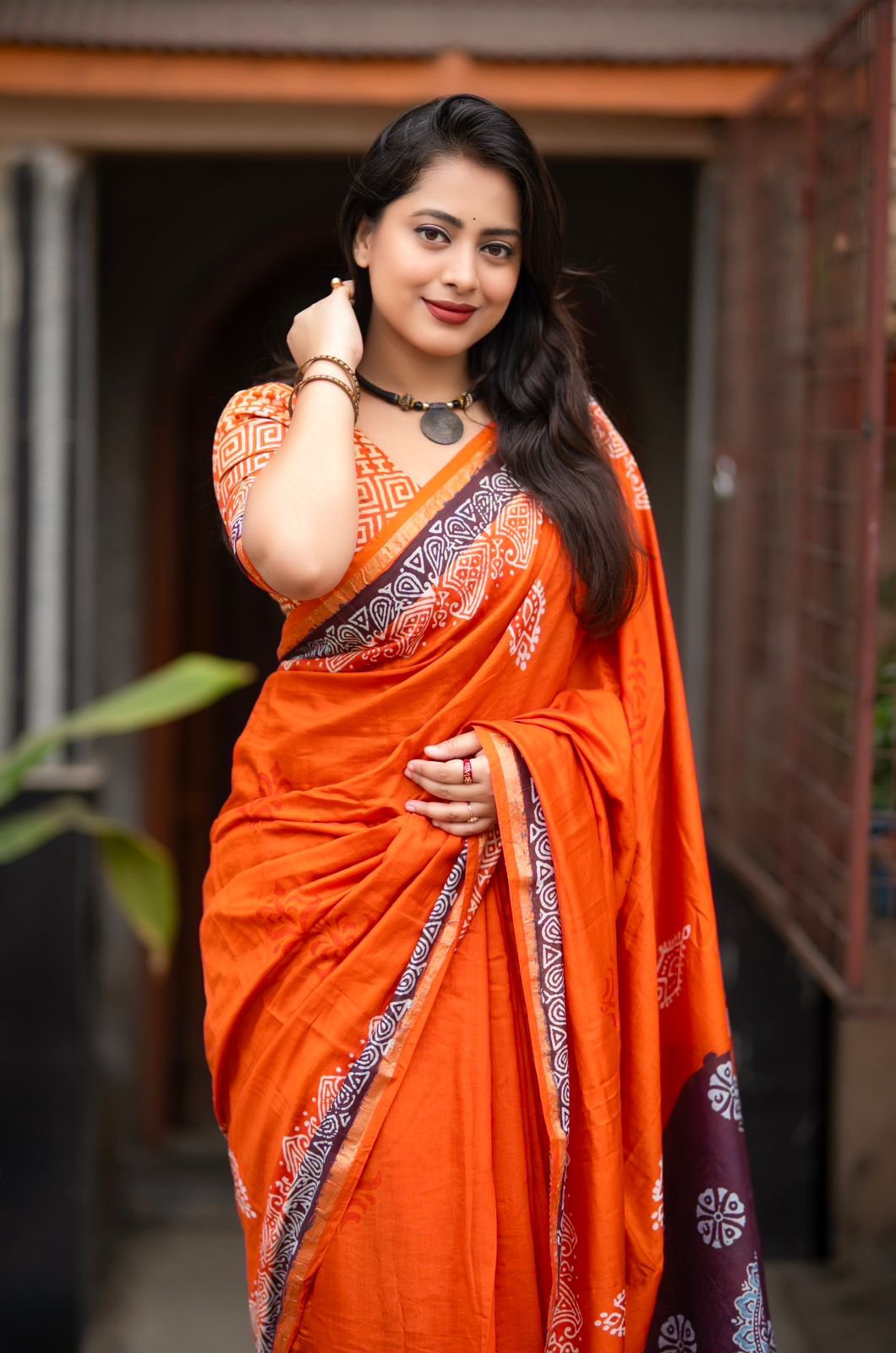 Ajrakh Chanderi Saree (2colors) - Image 2
