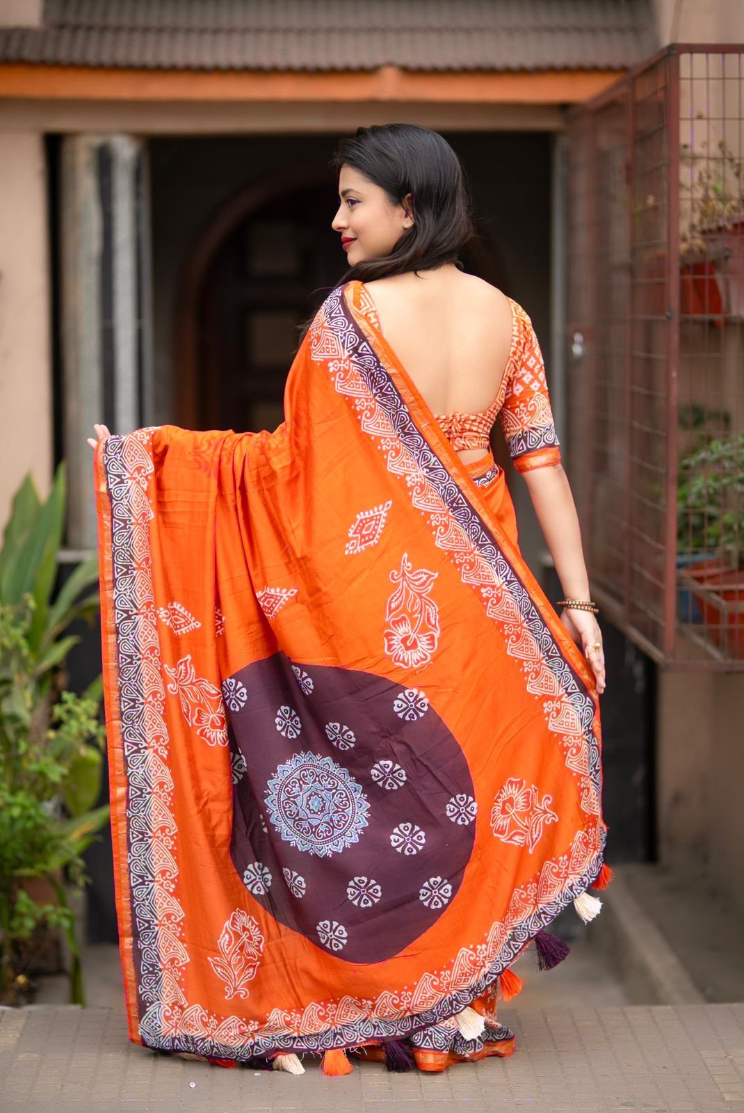 Ajrakh Chanderi Saree (2colors) - Image 3