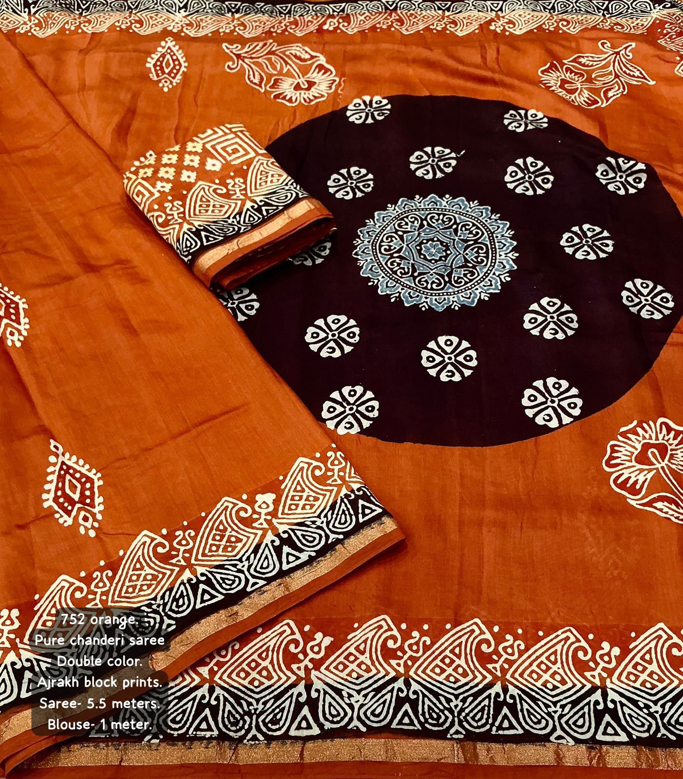 Ajrakh Chanderi Saree (2colors) - Image 4