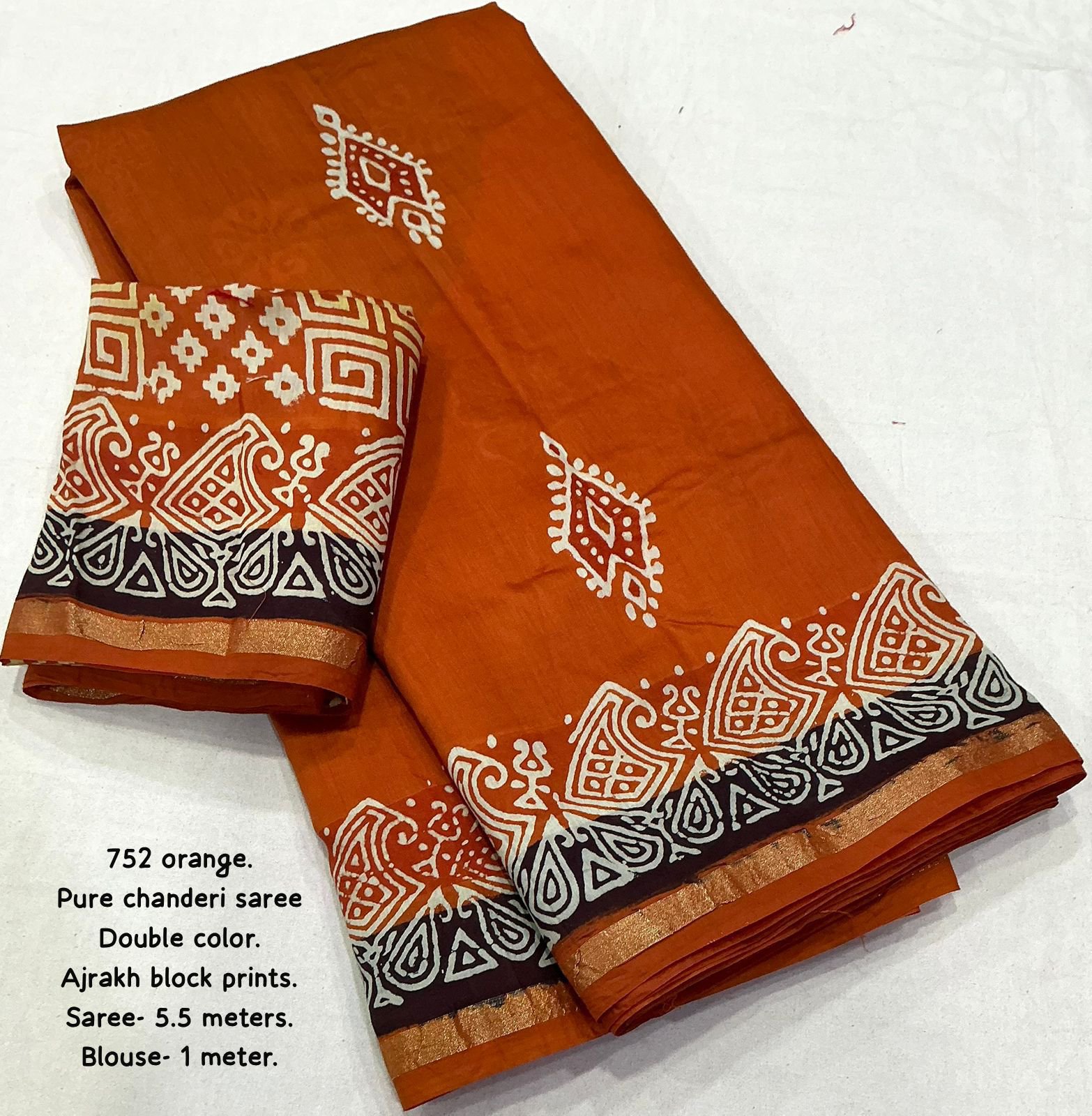 Ajrakh Chanderi Saree (2colors) - Image 8
