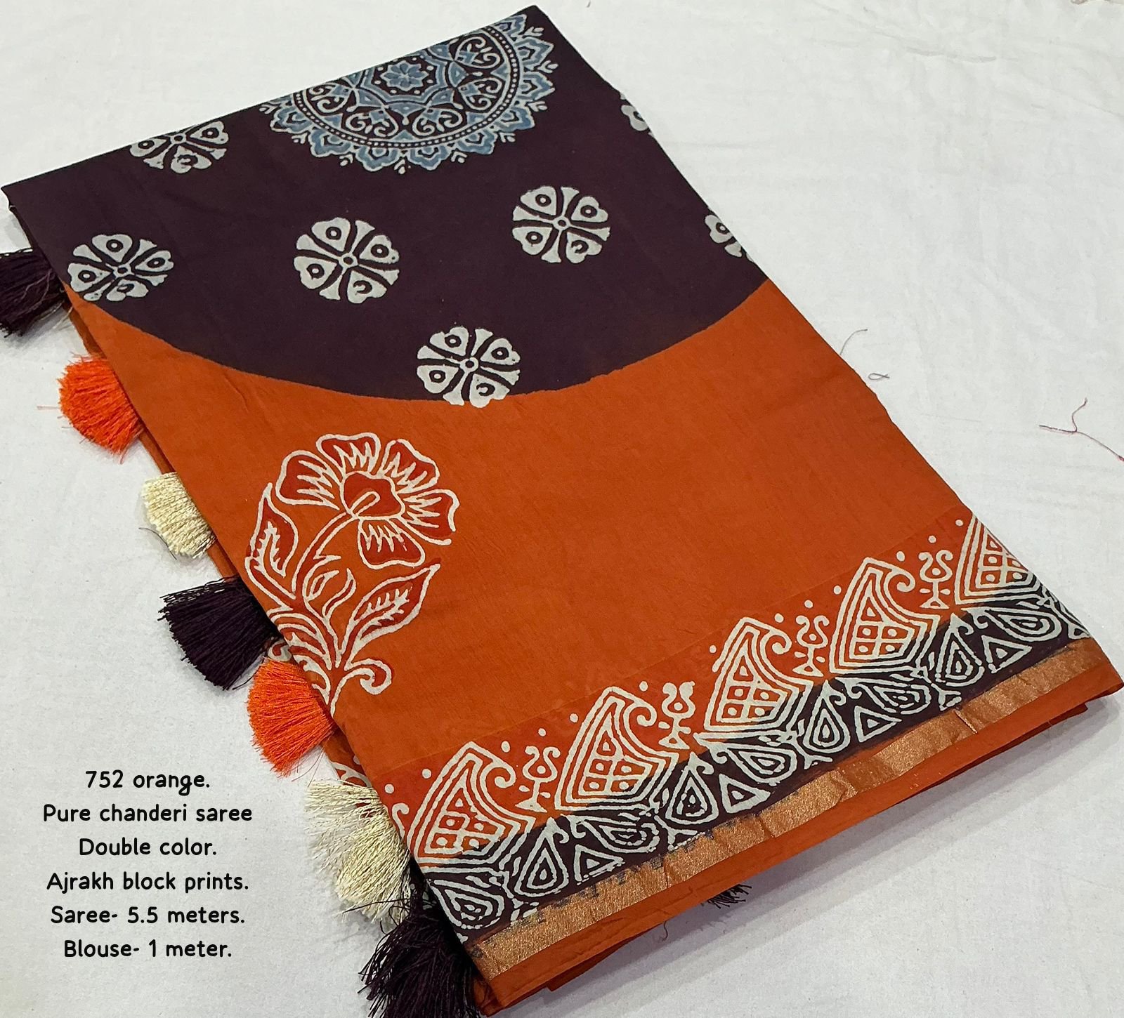 Ajrakh Chanderi Saree (2colors) - Image 6