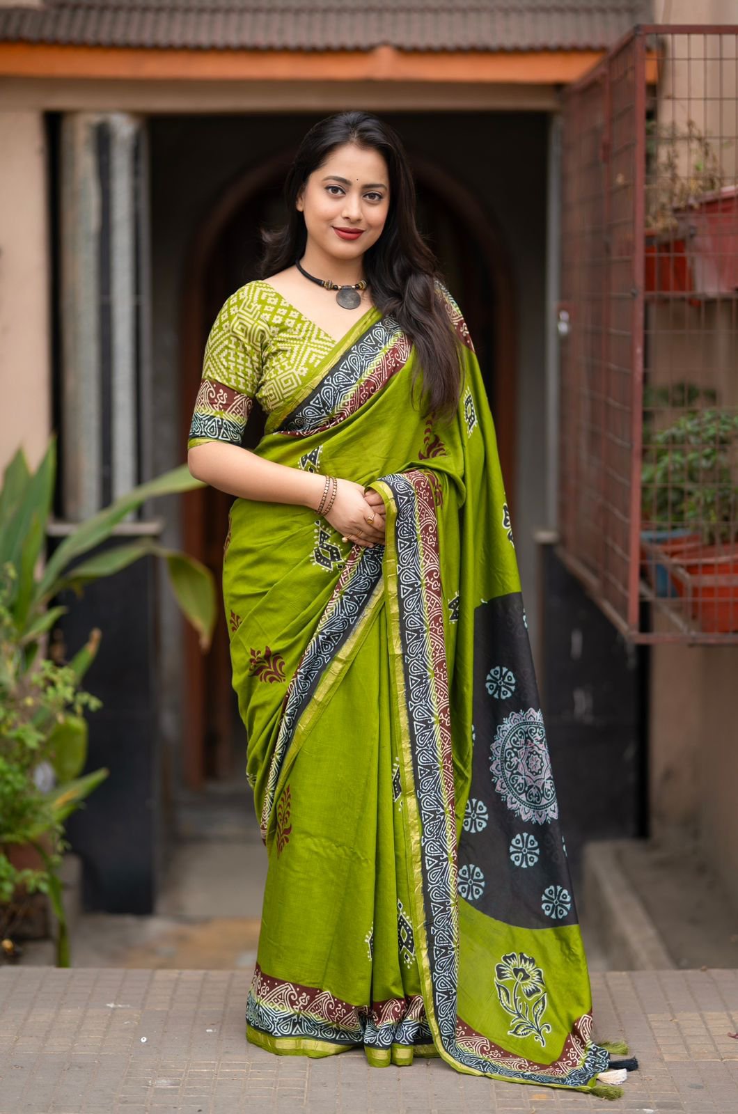 Ajrakh Chanderi Saree (2colors) - Image 9