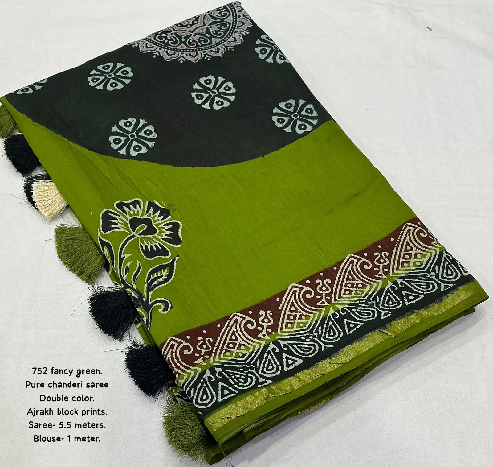 Ajrakh Chanderi Saree (2colors) - Image 12