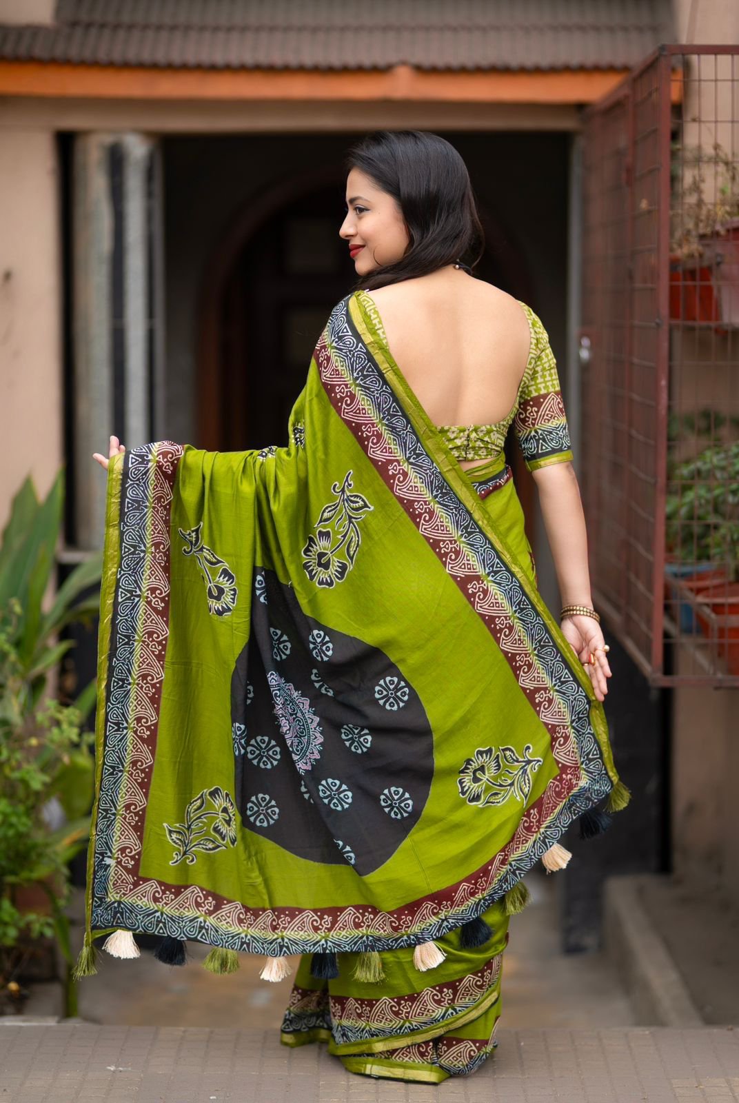 Ajrakh Chanderi Saree (2colors) - Image 11