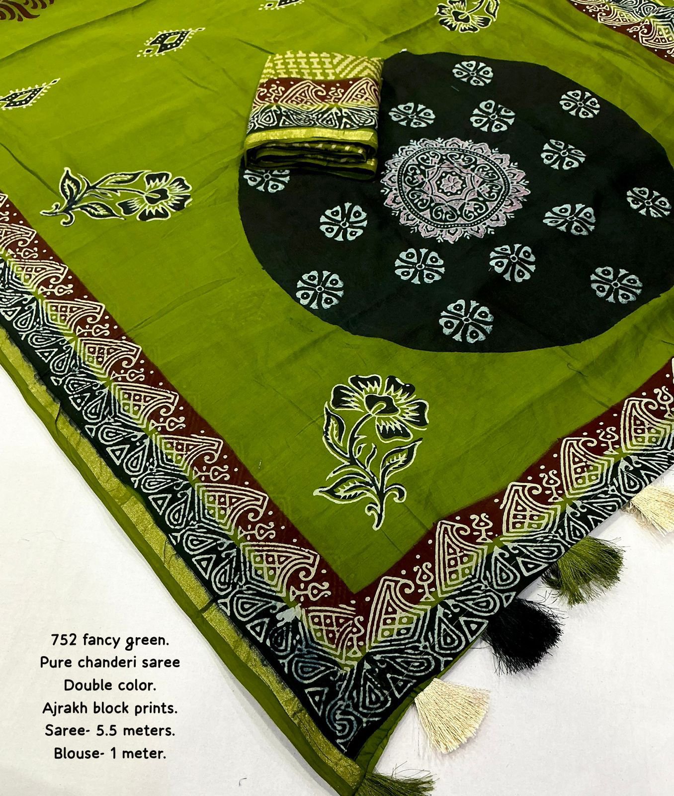 Ajrakh Chanderi Saree (2colors) - Image 16