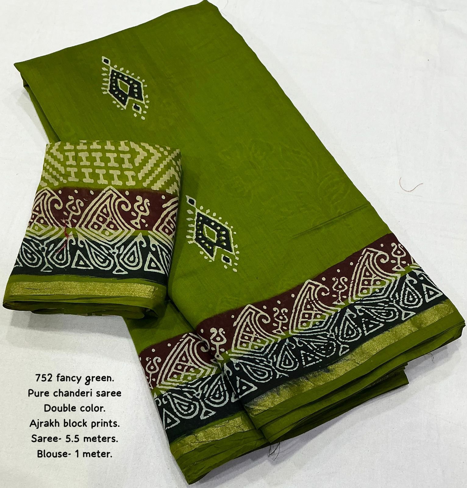 Ajrakh Chanderi Saree (2colors) - Image 14