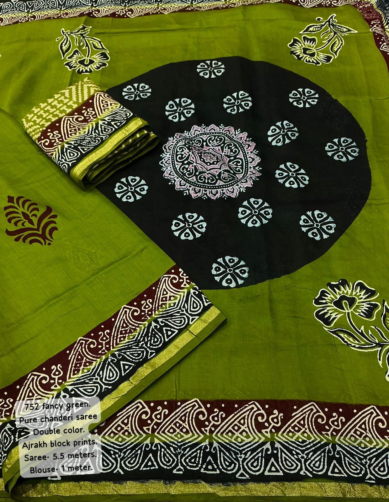 Ajrakh Chanderi Saree (2colors) - Image 15