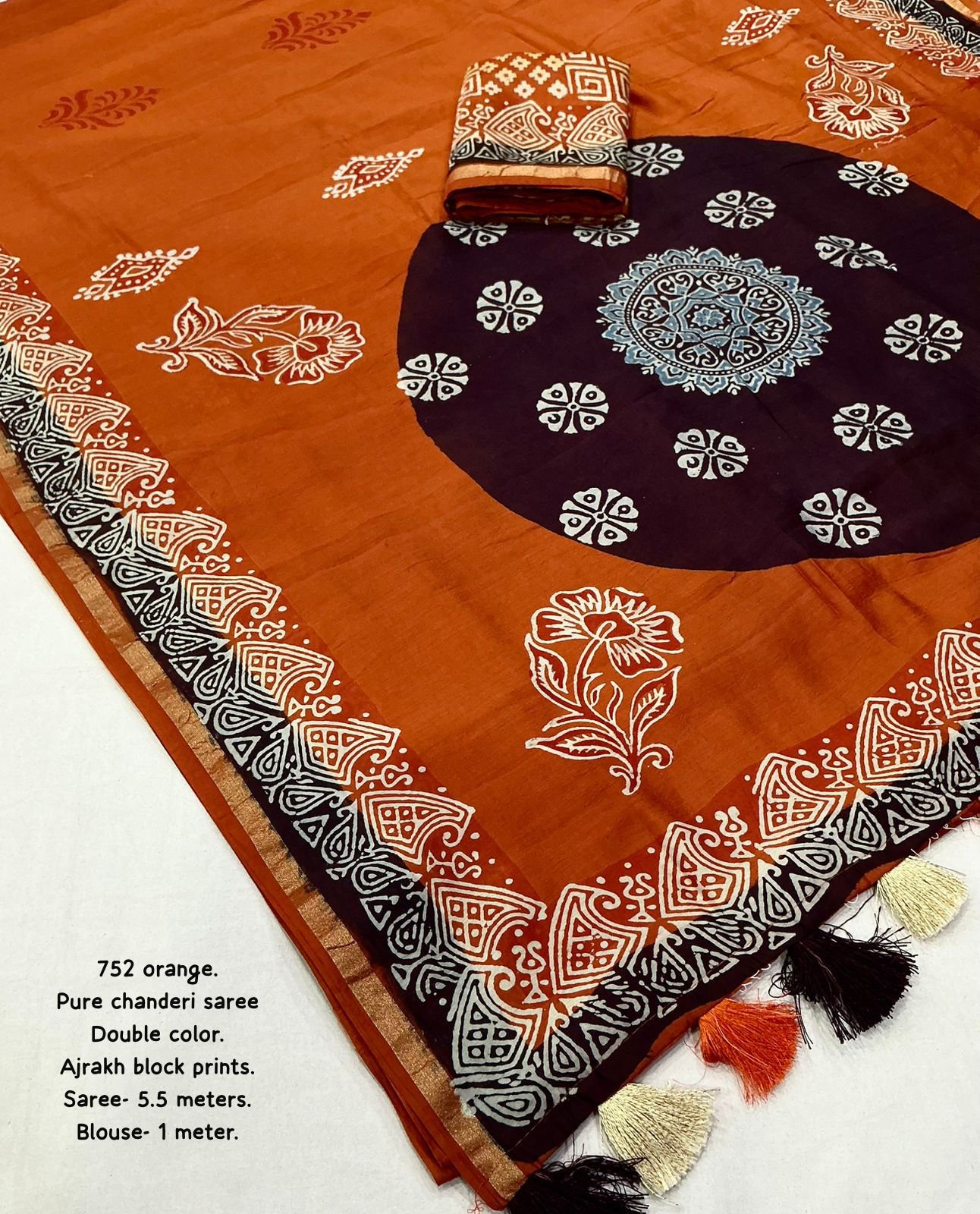 Ajrakh Chanderi Saree (2colors) - Image 5