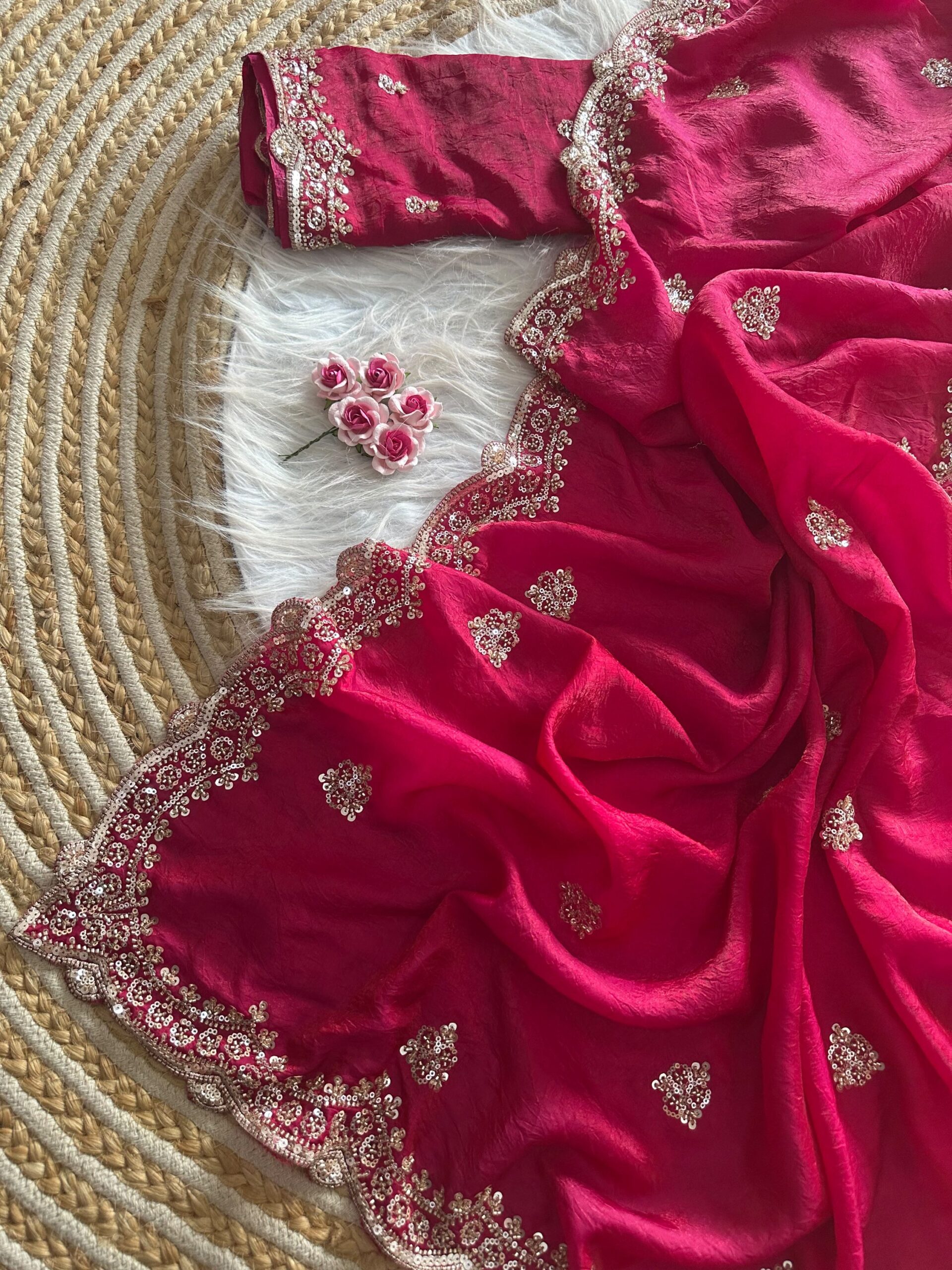 Designer Embroidered Saree in Fendy Silk (8 colors) - Image 34
