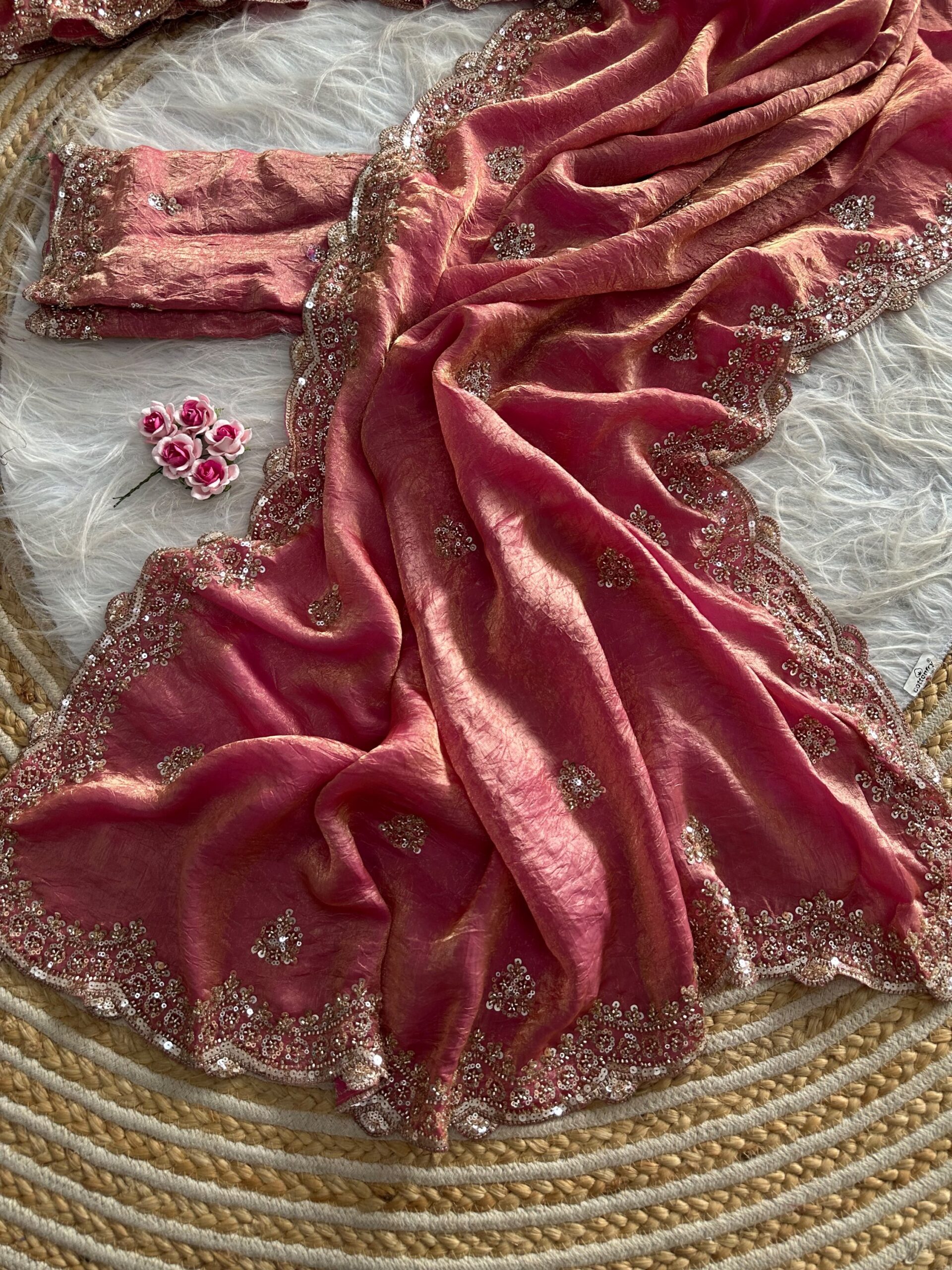 Designer Embroidered Saree in Fendy Silk (8 colors) - Image 29