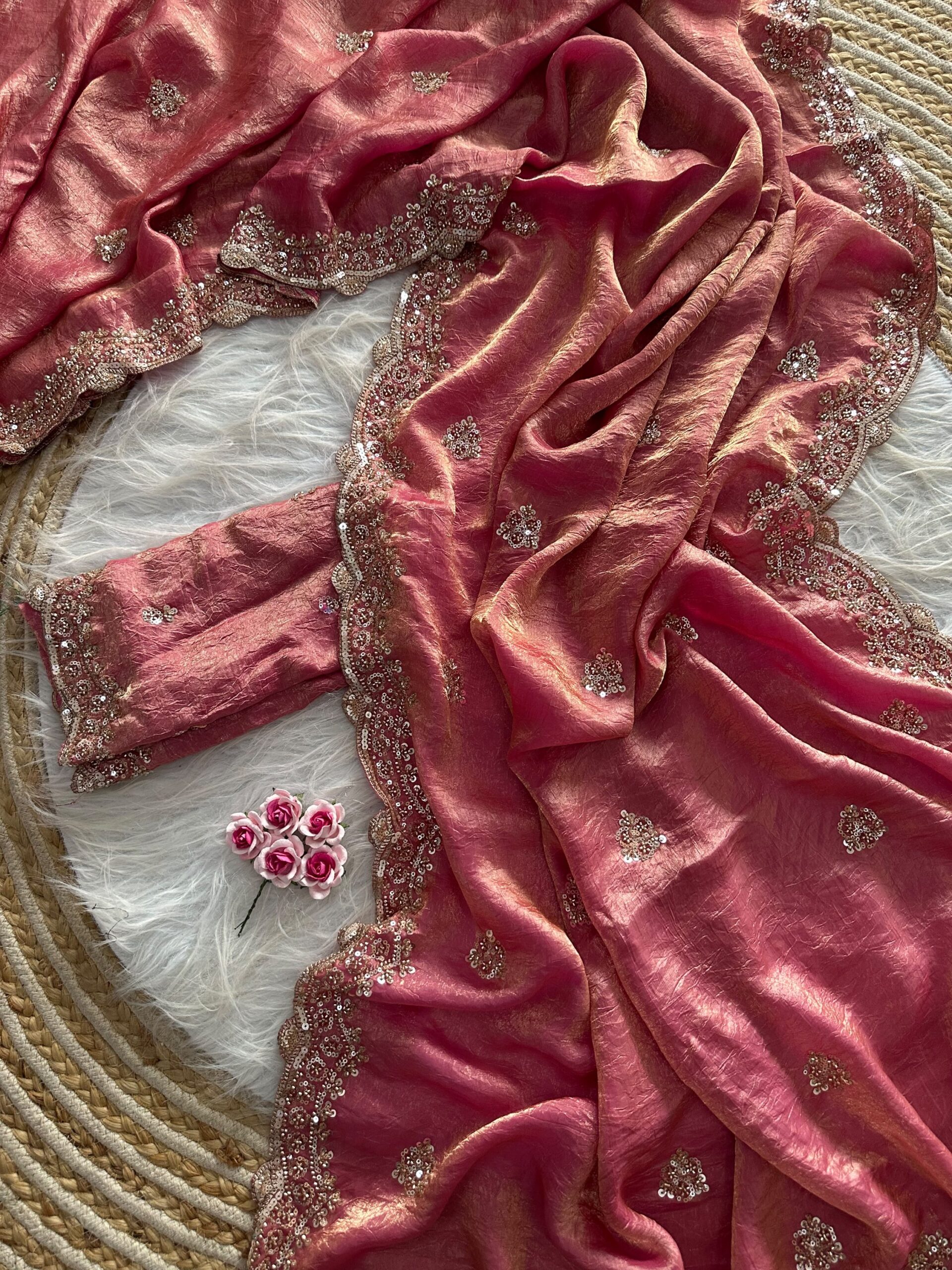 Designer Embroidered Saree in Fendy Silk (8 colors) - Image 30