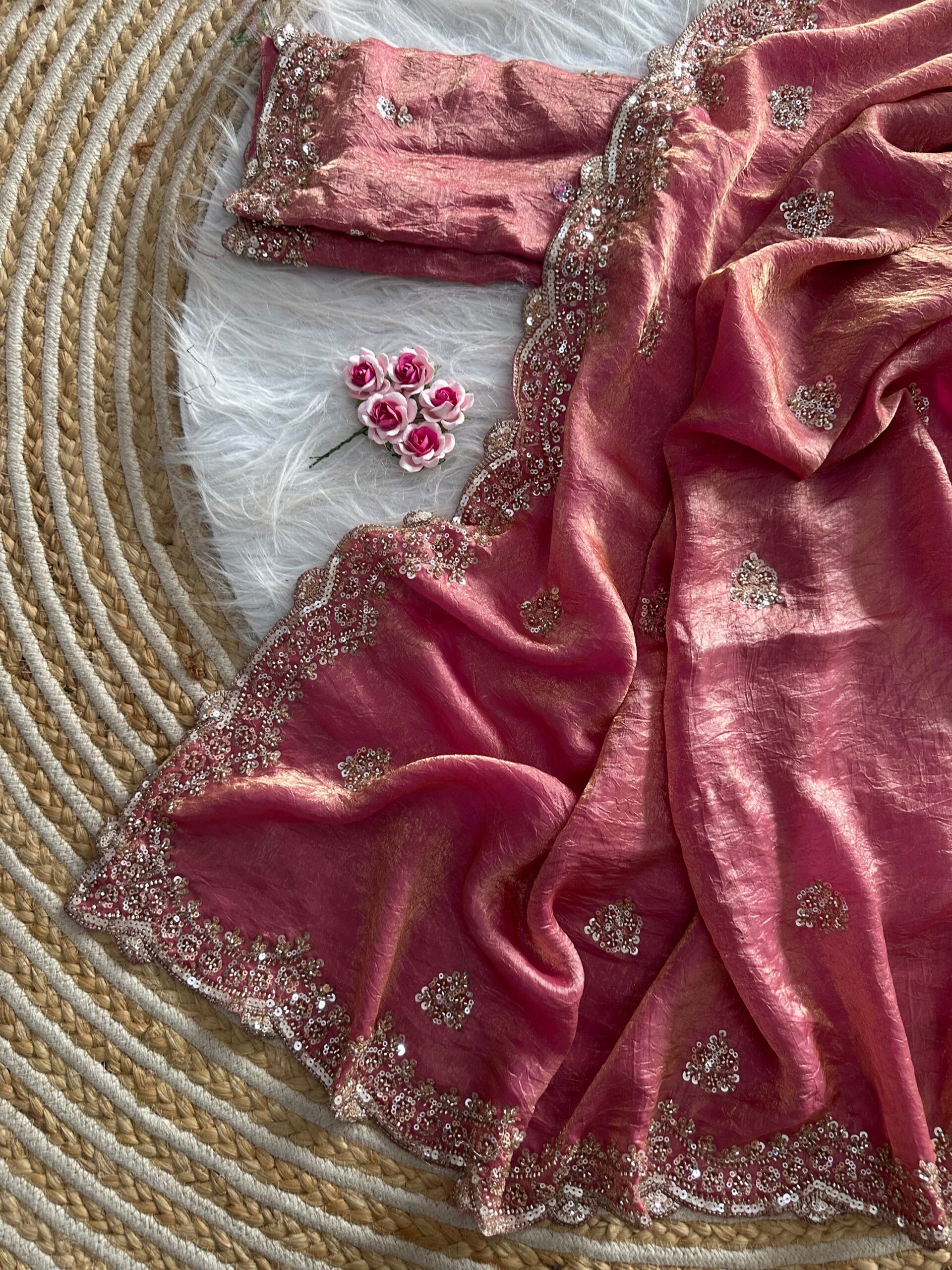 Designer Embroidered Saree in Fendy Silk (8 colors) - Image 26
