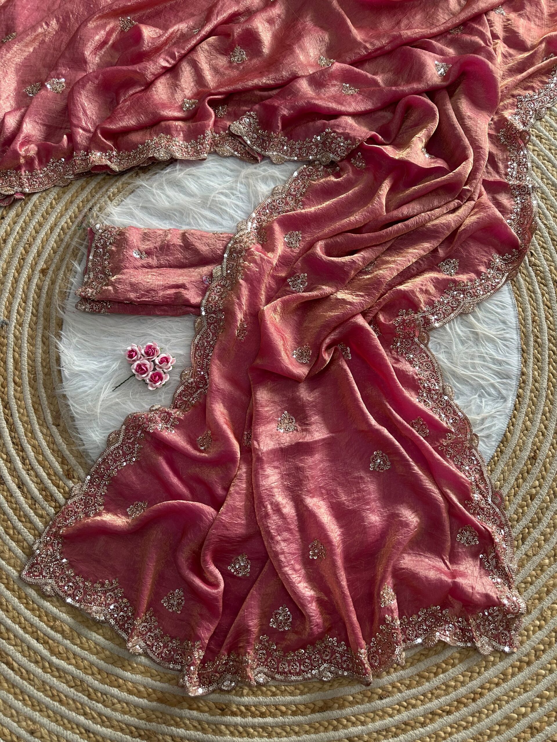 Designer Embroidered Saree in Fendy Silk (8 colors) - Image 27