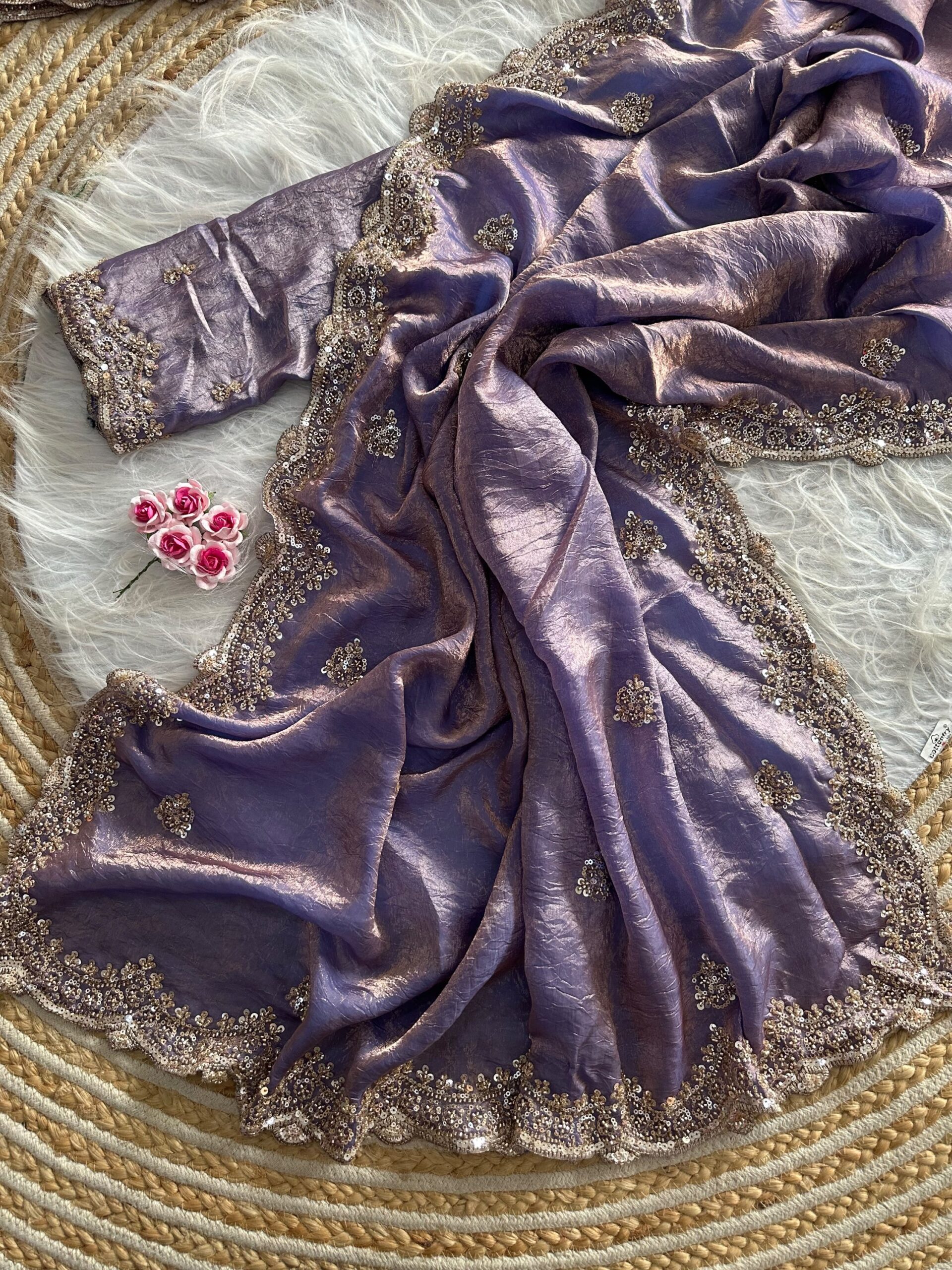 Designer Embroidered Saree in Fendy Silk (8 colors) - Image 19